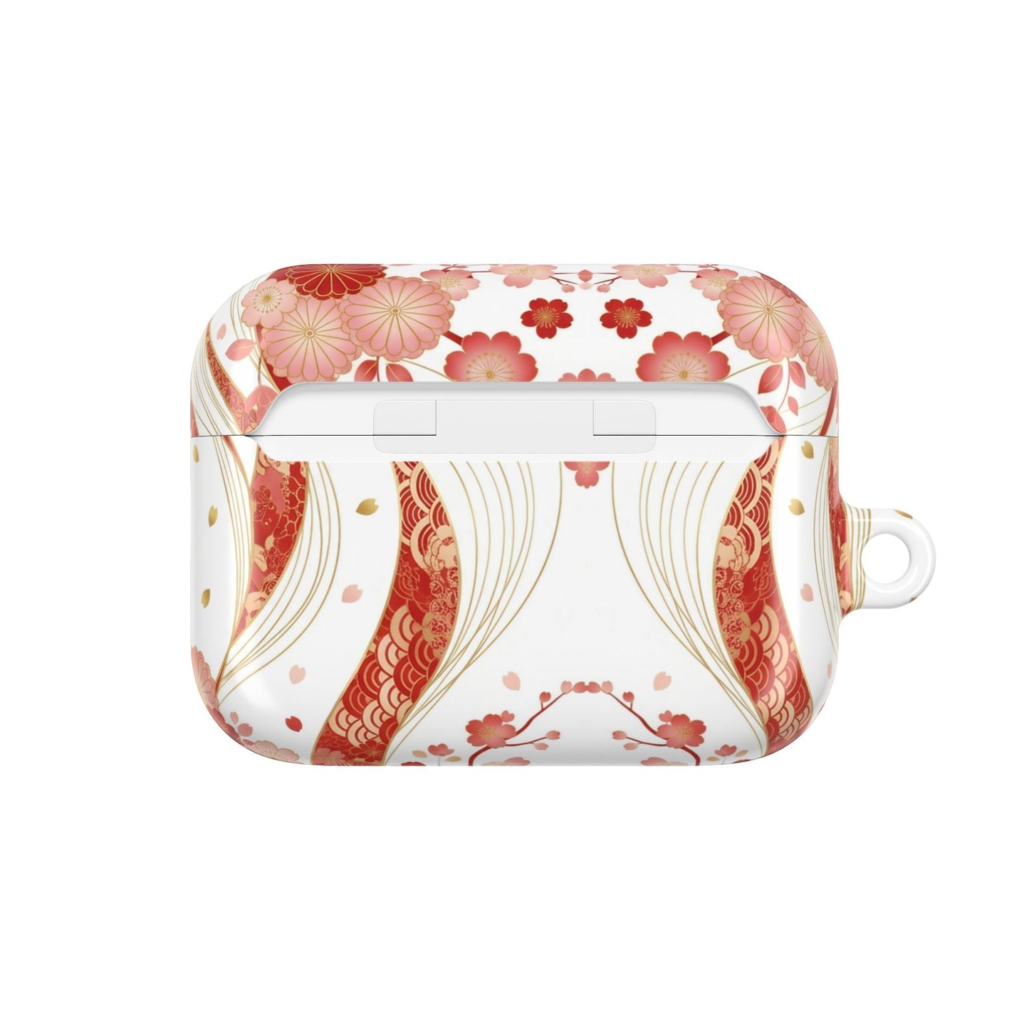 Red Golden Flower AirPod Case with luxurious floral design and glossy finish