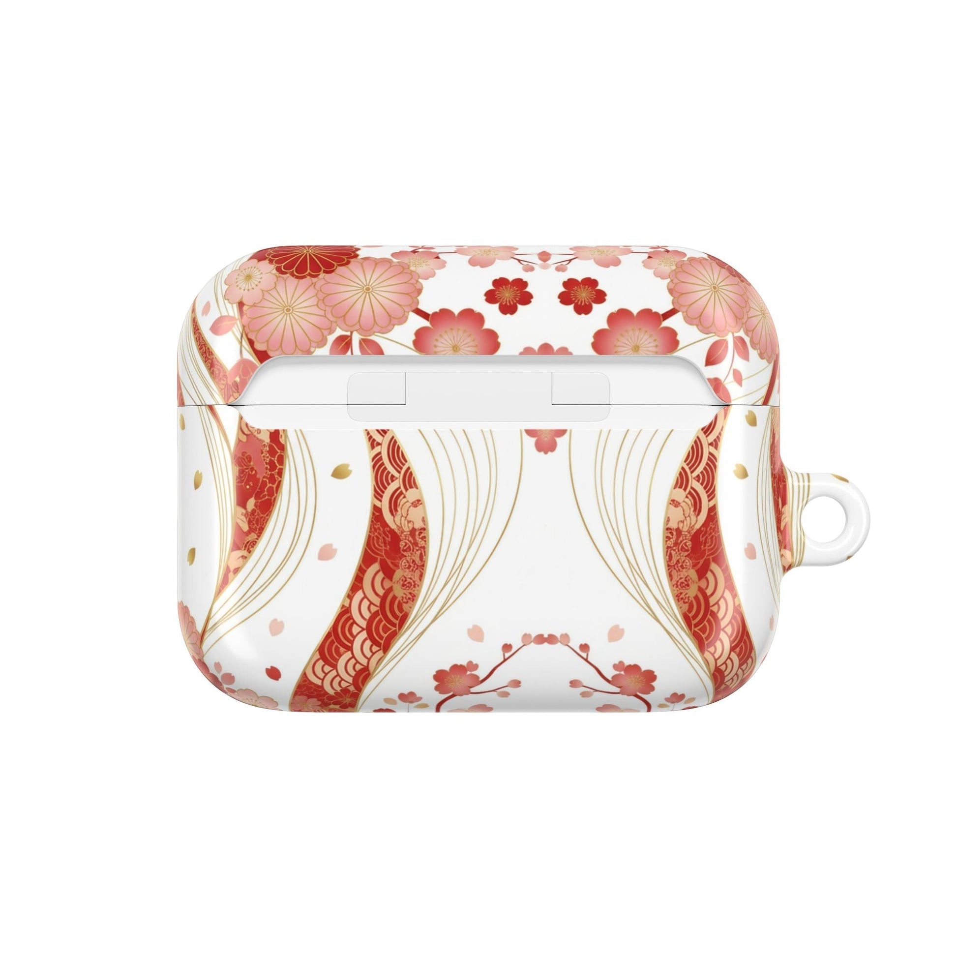 Red Golden Flower AirPod Case with luxurious floral design and glossy finish