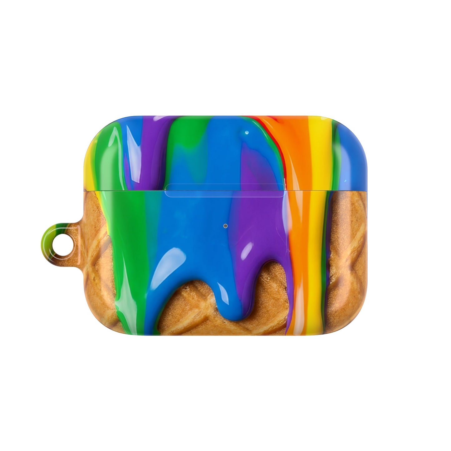 Rainbow Waffle Drip AirPods Case Protective Cover with Carabiner