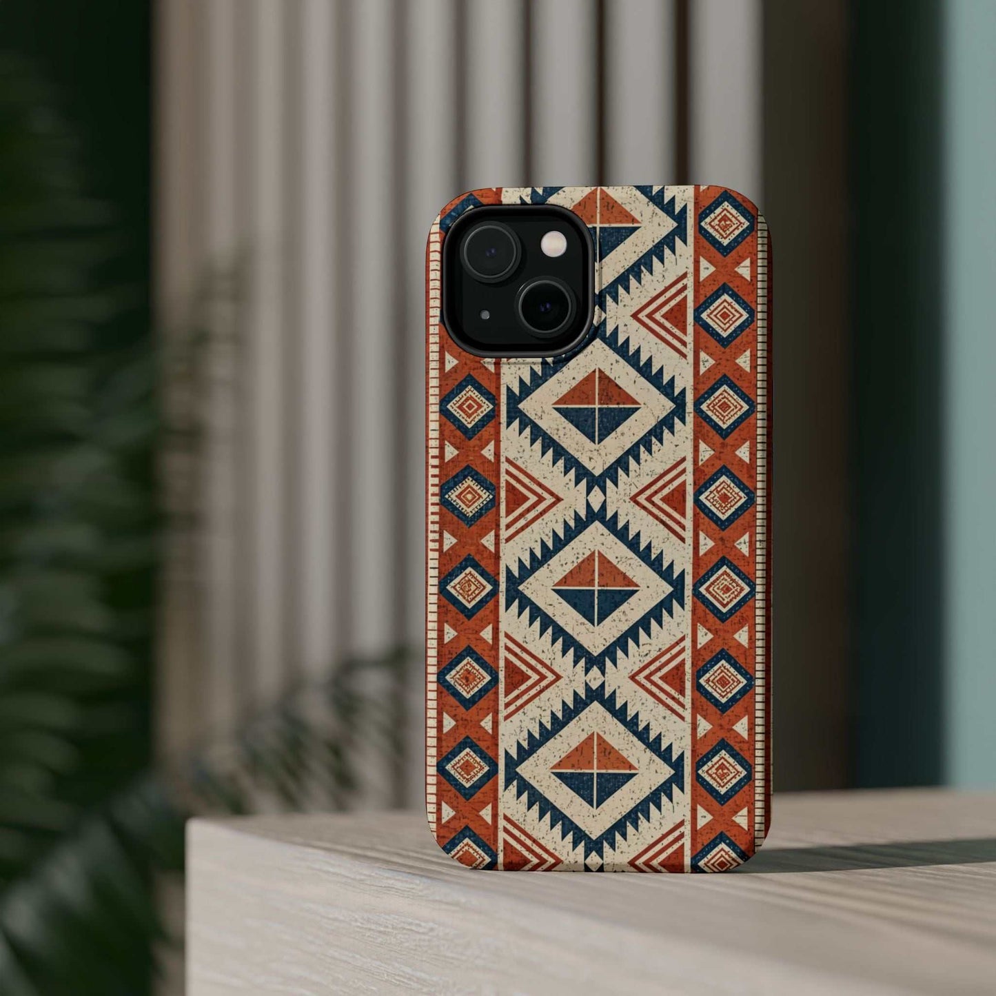 iPhone magnetic tough case with durable tribal inspired pattern design and dual-layer protection