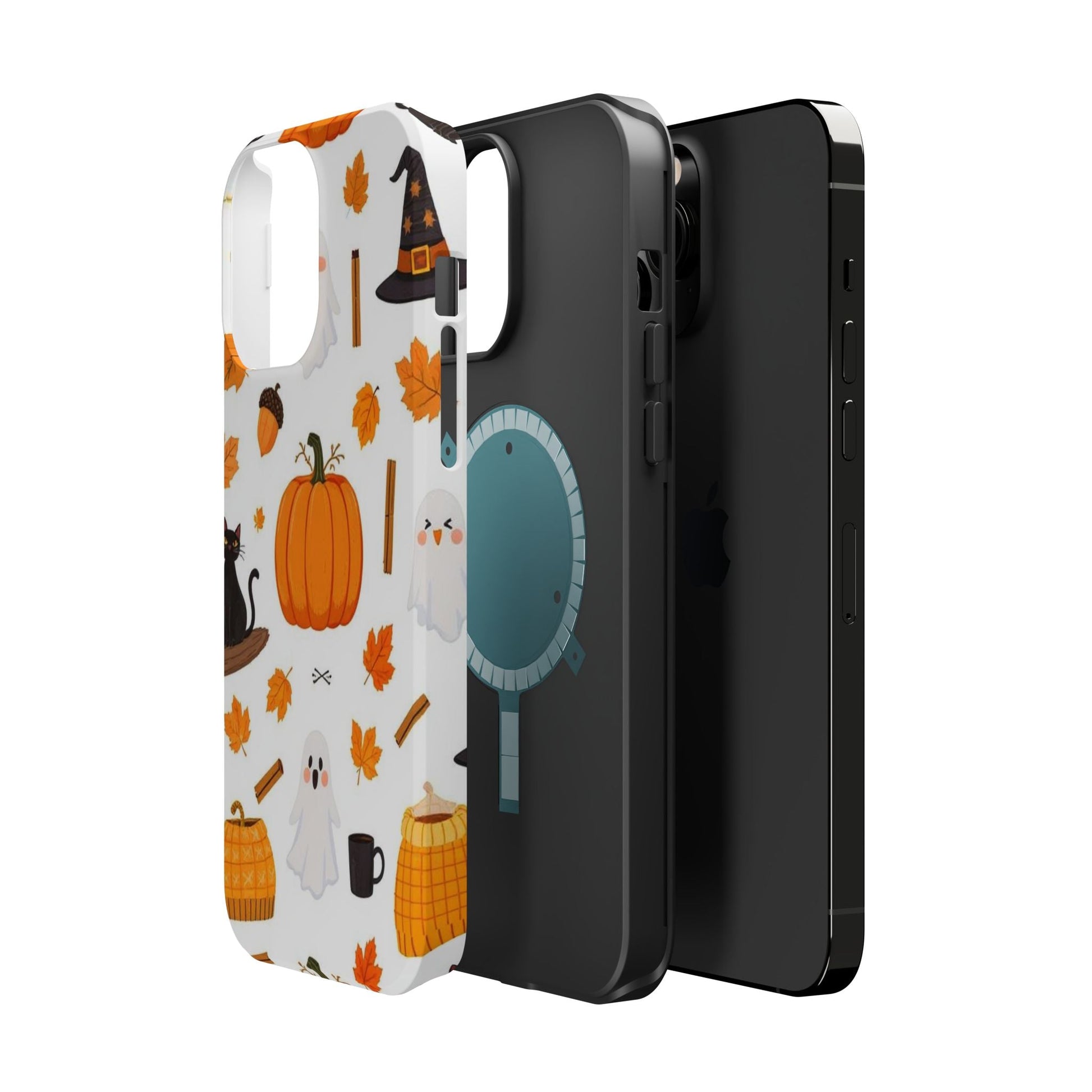 iPhone case with Halloween pumpkins and ghosts design for festive protection