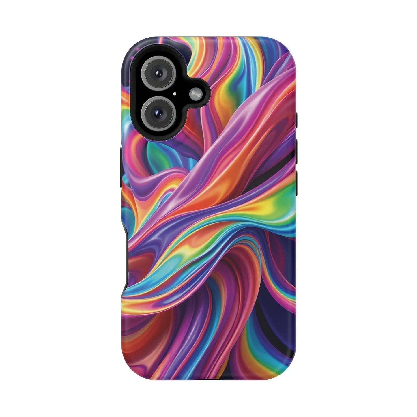 Colorful wrapping rainbow design iPhone tough case with durable dual-layer protection and MagSafe compatibility