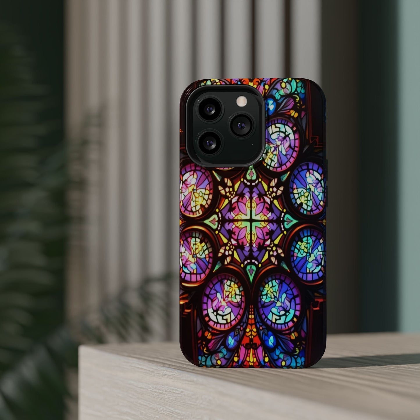 Colorful Hypnotic Stain Glass iPhone tough case with vibrant stained-glass pattern and durable protection