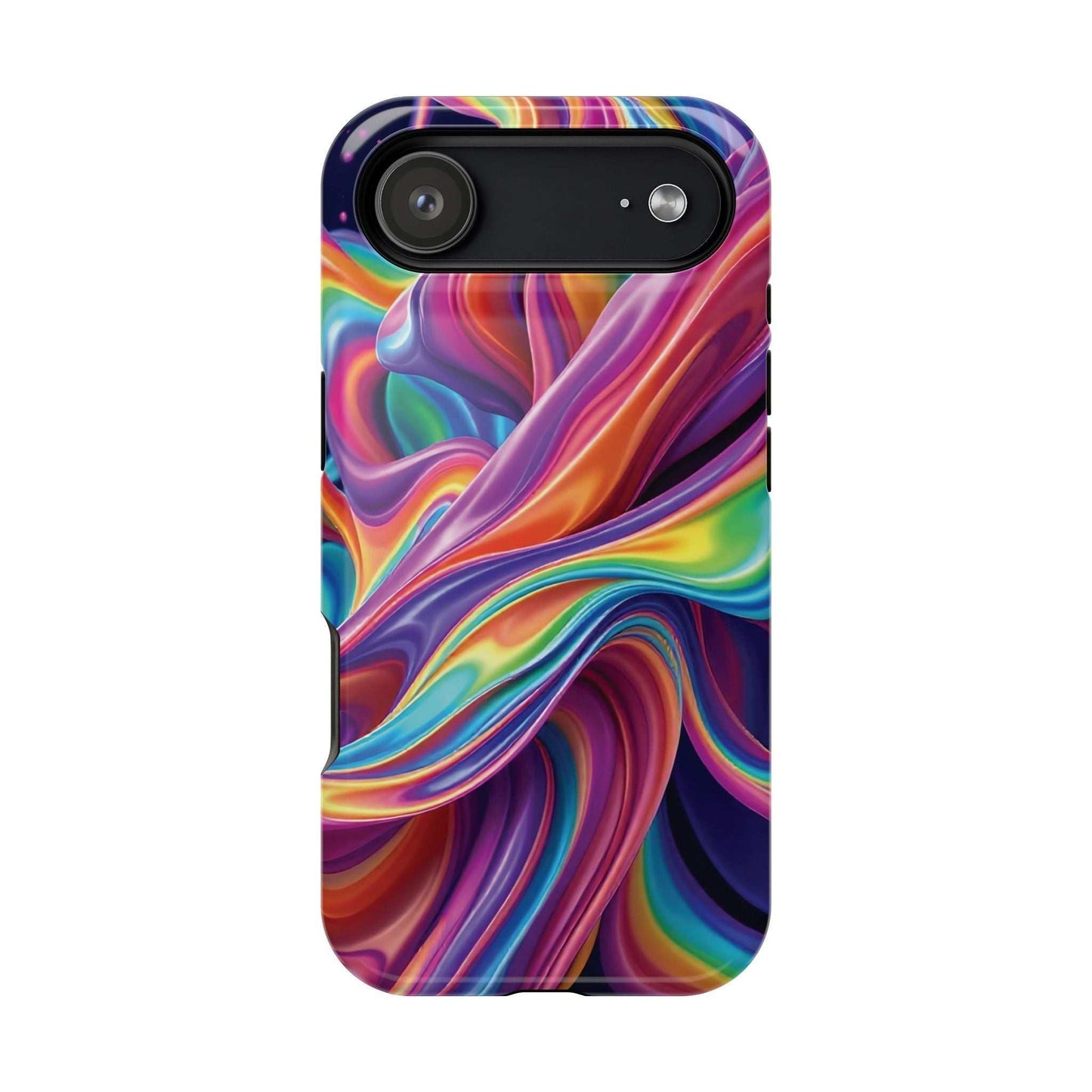 iPhone tough case with vibrant Wrapping Rainbow Design for colorful durable protection