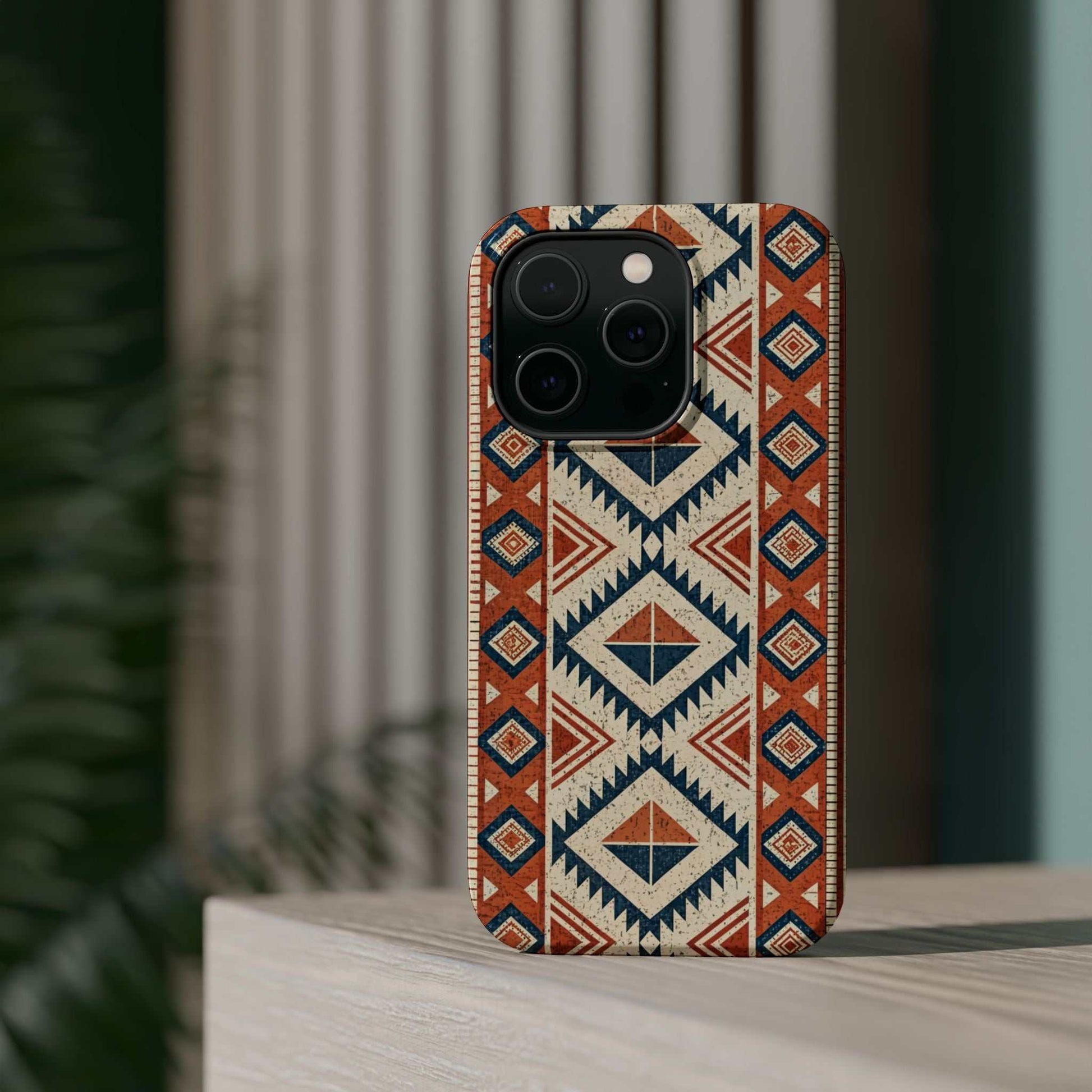 Tribal inspired pattern iPhone magnetic tough case with durable dual-layer protection and bold geometric design