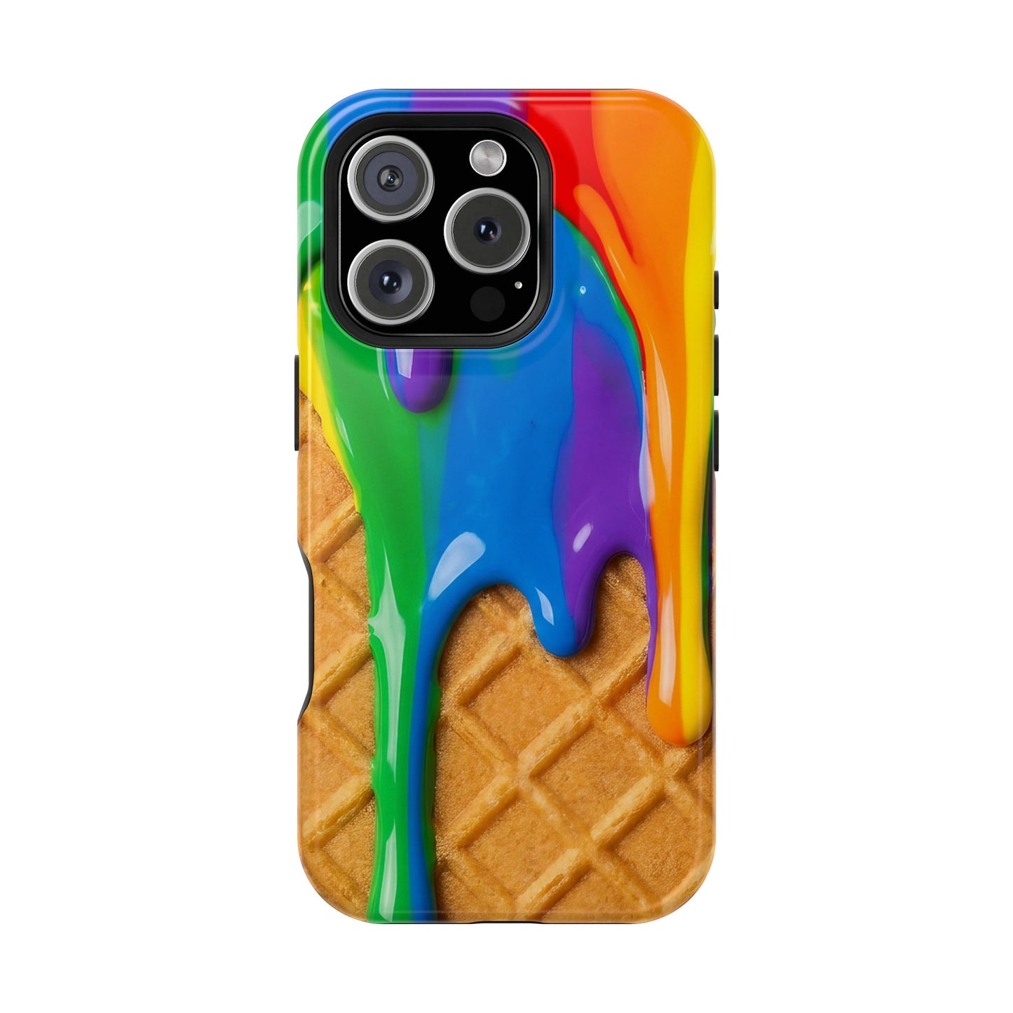 Waffle Rainbow Drip iPhone Case MagSafe Tough Protective Colorful Phone Case
