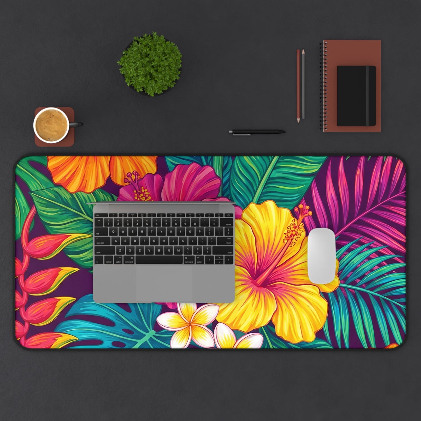 Tropical Floral Desk Mat — Vibrant Botanical Mouse Pad