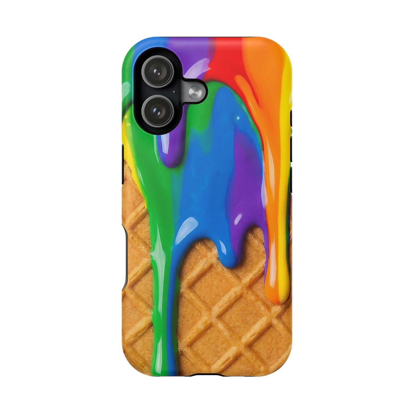 Waffle Rainbow Drip iPhone Case MagSafe Tough Protective Colorful Phone Case