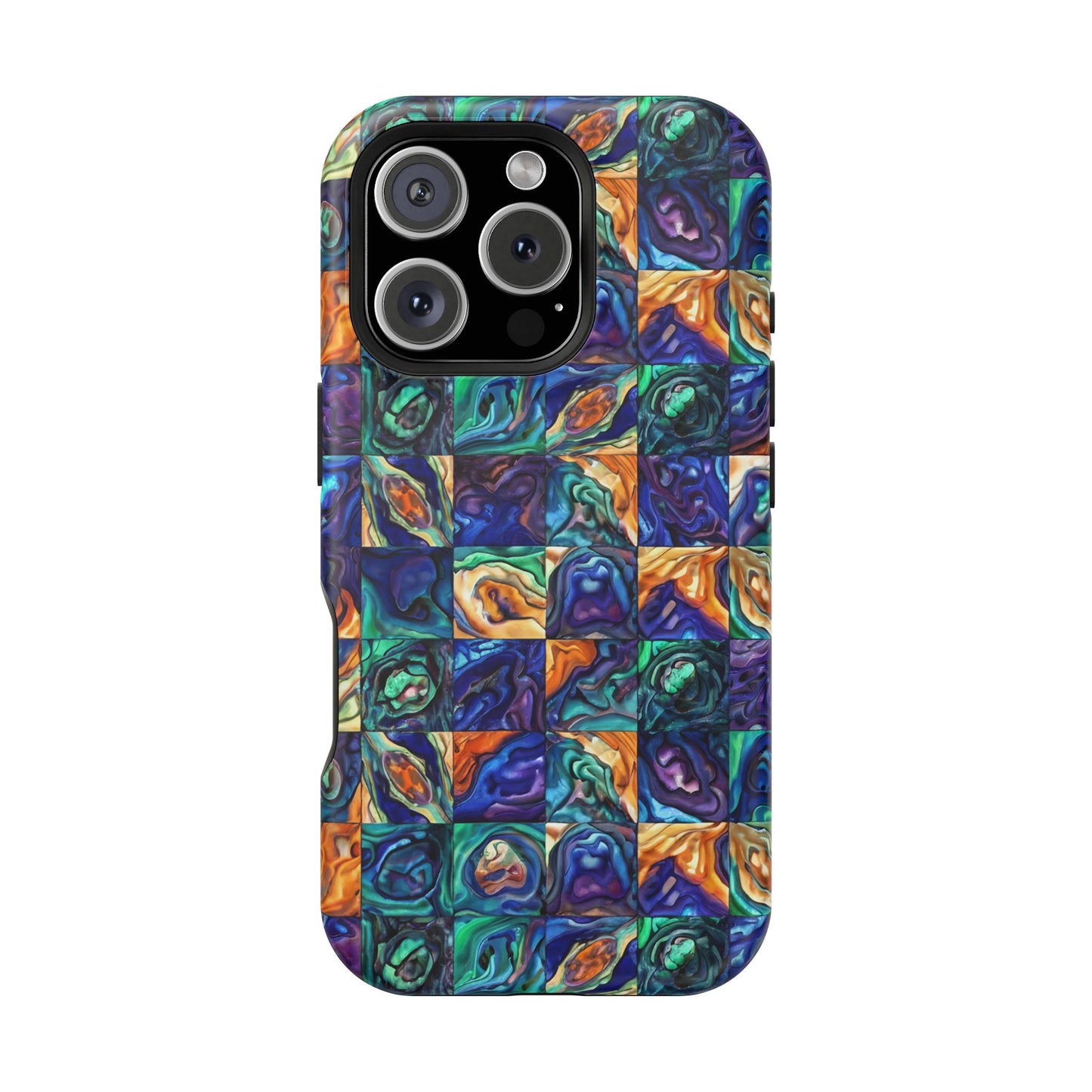 Abstract Purple & Green Seascape Magnetic Impact-Resistant iPhone Case
