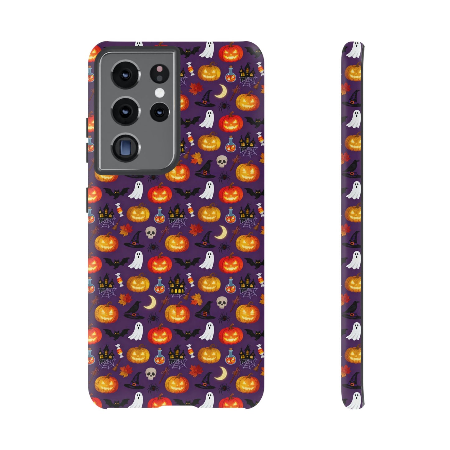 Halloween Pattern Tough Phone Case — Cute Pumpkin, Ghost & Skull