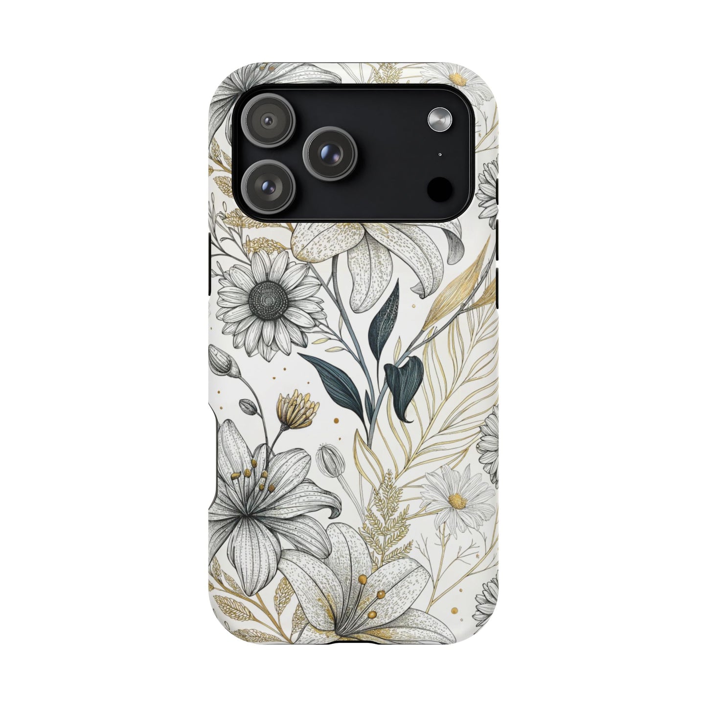 Golden Leaf Flower iPhone Case – Stylish Durable Protection with MagSafe®