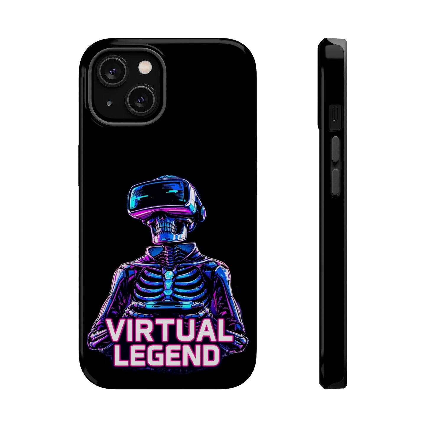 Virtual Legend Gamer iPhone tough case with vibrant skeleton VR design and MagSafe compatibility