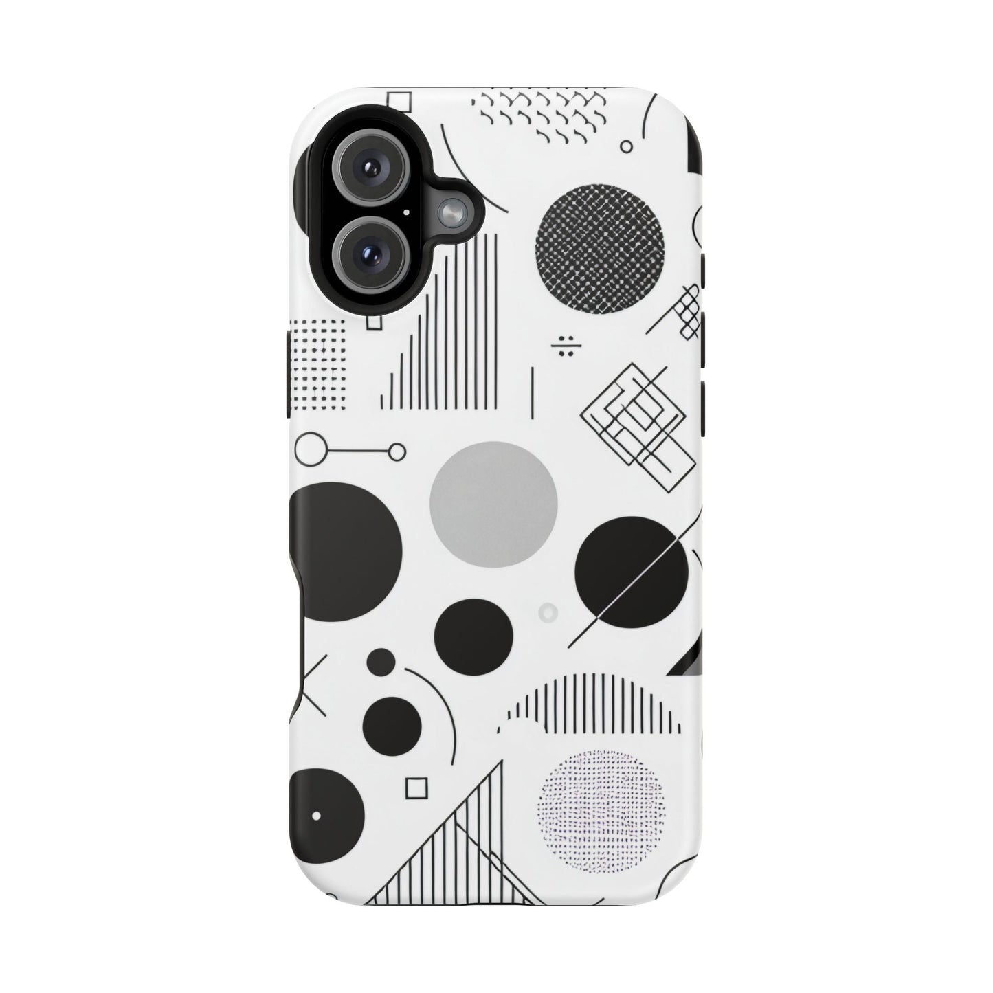 Black and White Abstract Art iPhone case with modern geometric design and durable protective cover