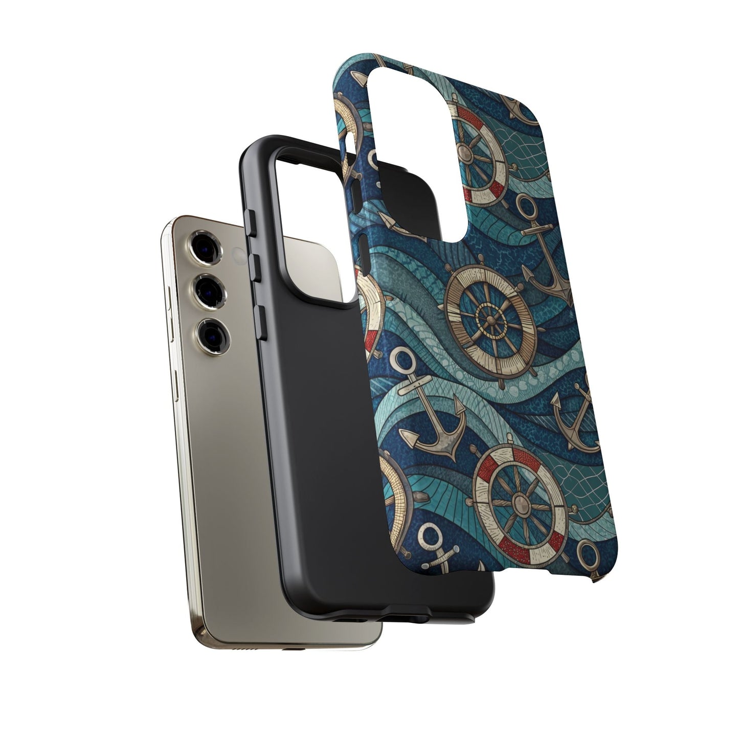 Nautical Anchor Samsung Tough Case with life preserver design for Samsung Galaxy, durable and shock-absorbing phone protection.