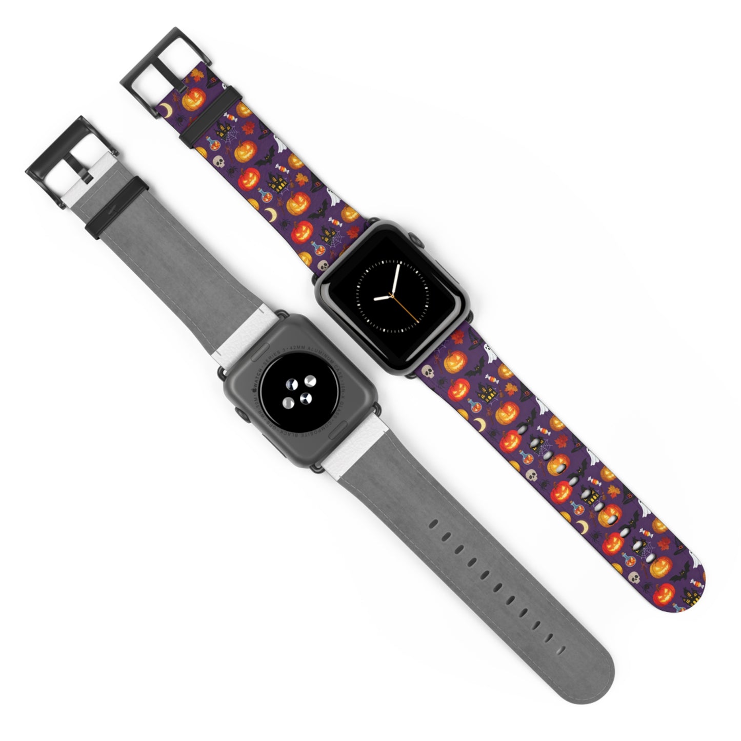 Halloween Pumpkin Pattern Watch Band — Spooky Orange Jack-O'-Lantern Apple Watch Strap