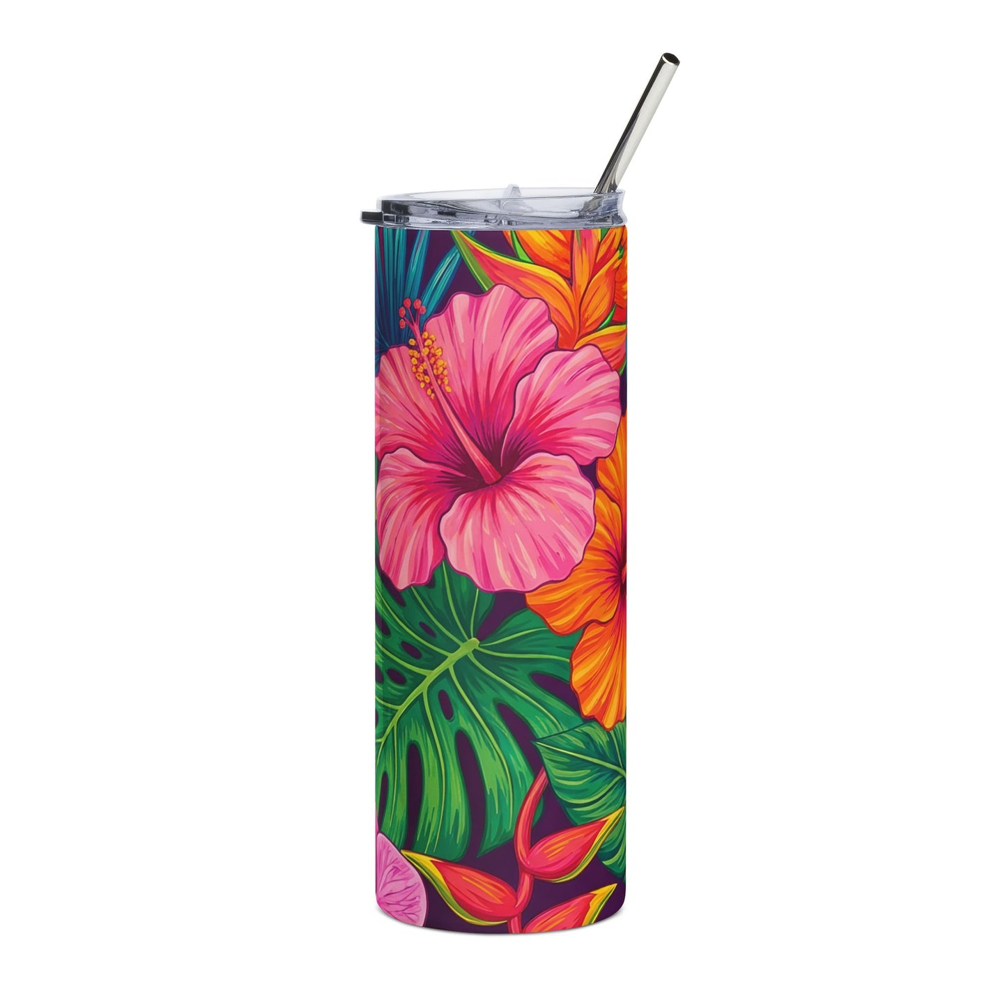Vibrant Tropical Floral Stainless Steel Tumbler