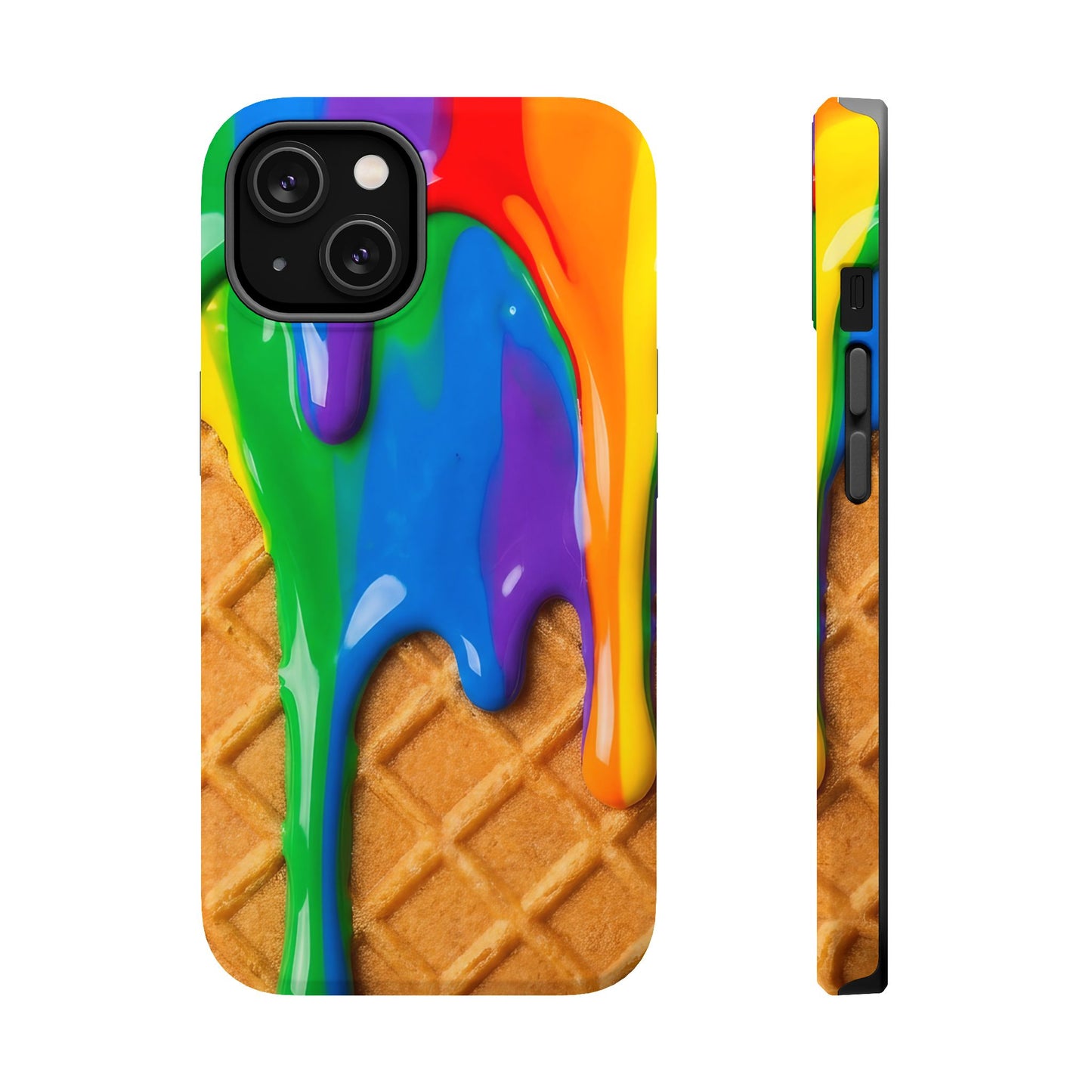 Waffle Rainbow Drip iPhone Case MagSafe Tough Protective Colorful Phone Case
