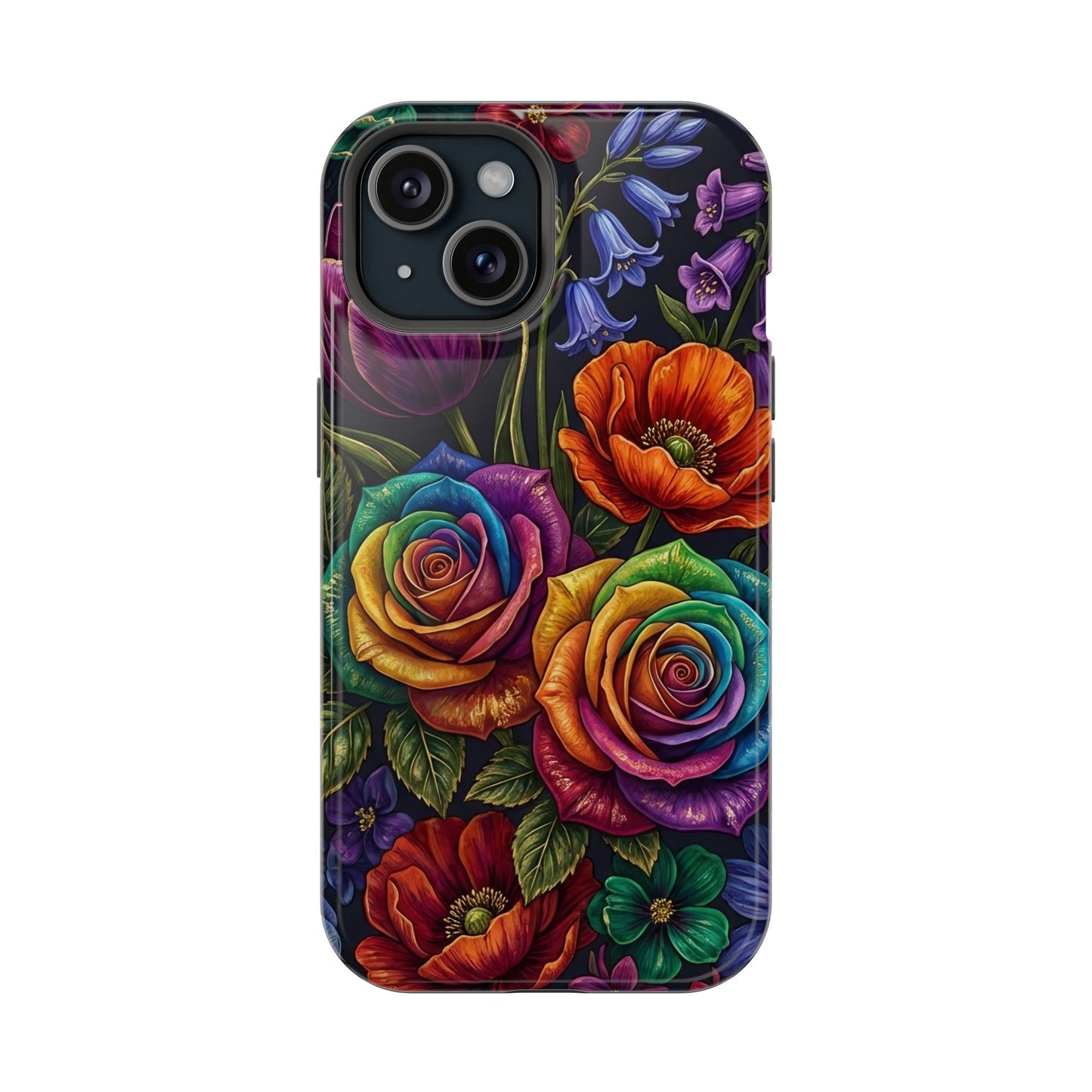 Rainbow Rose iPhone Tough Case — Magnetic Impact-Resistant Phone Case