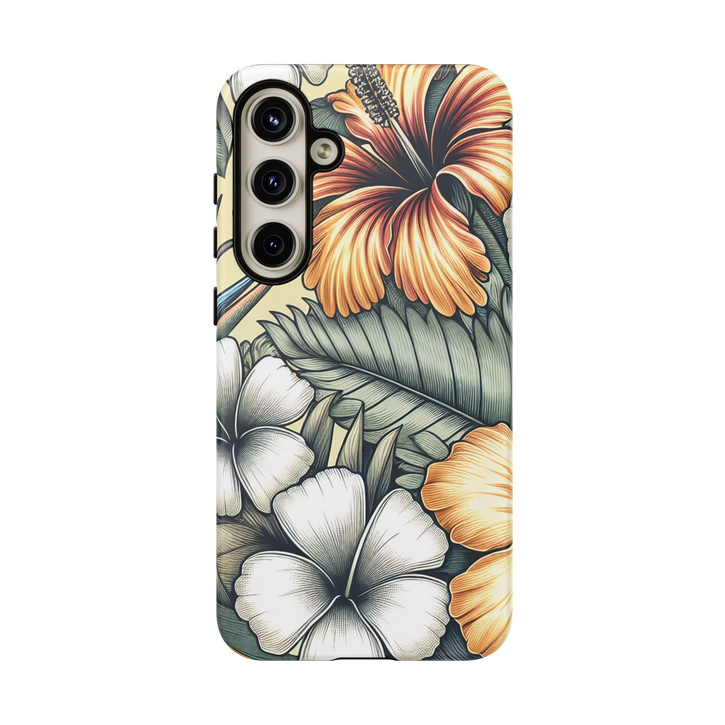 Golden Tropical Floral Design Samsung Phone Case