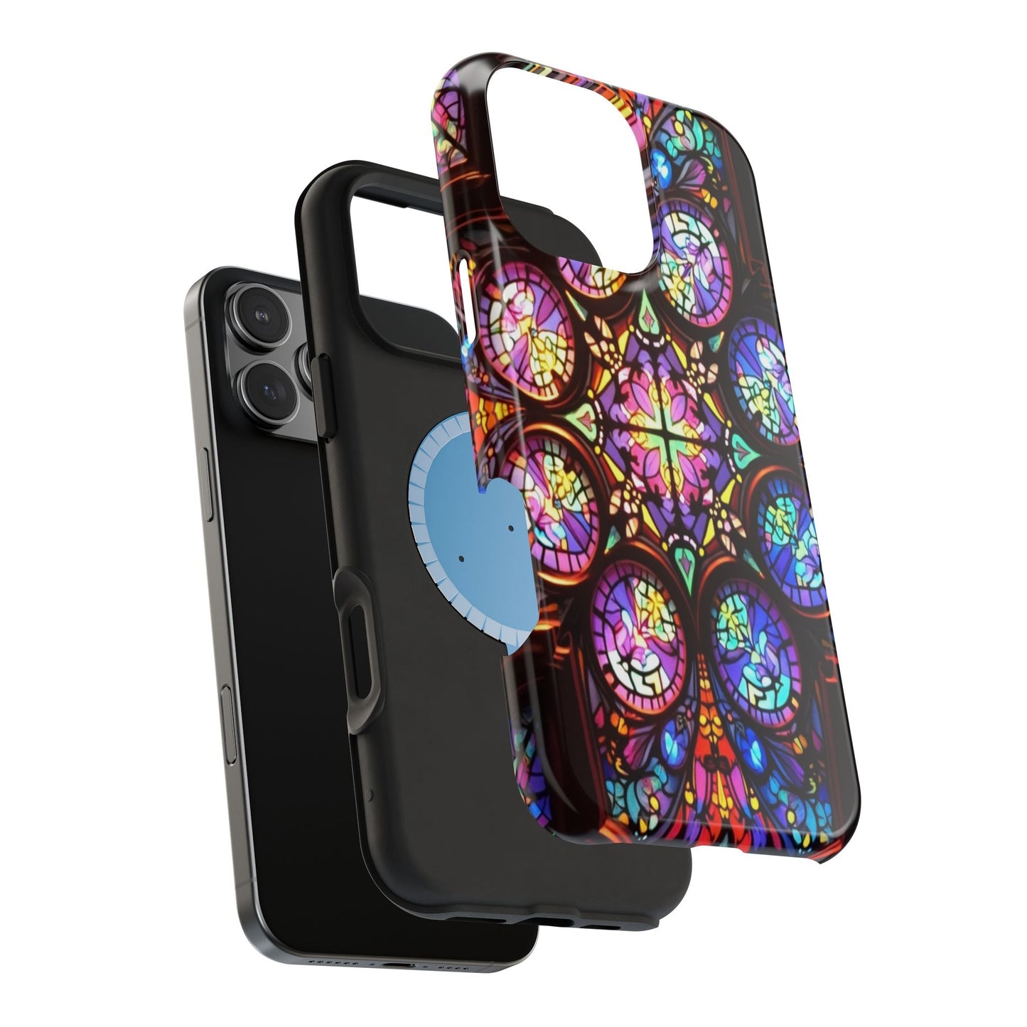 Colorful Hypnotic Stain Glass iPhone tough protective case with vibrant stained-glass design and MagSafe compatibility