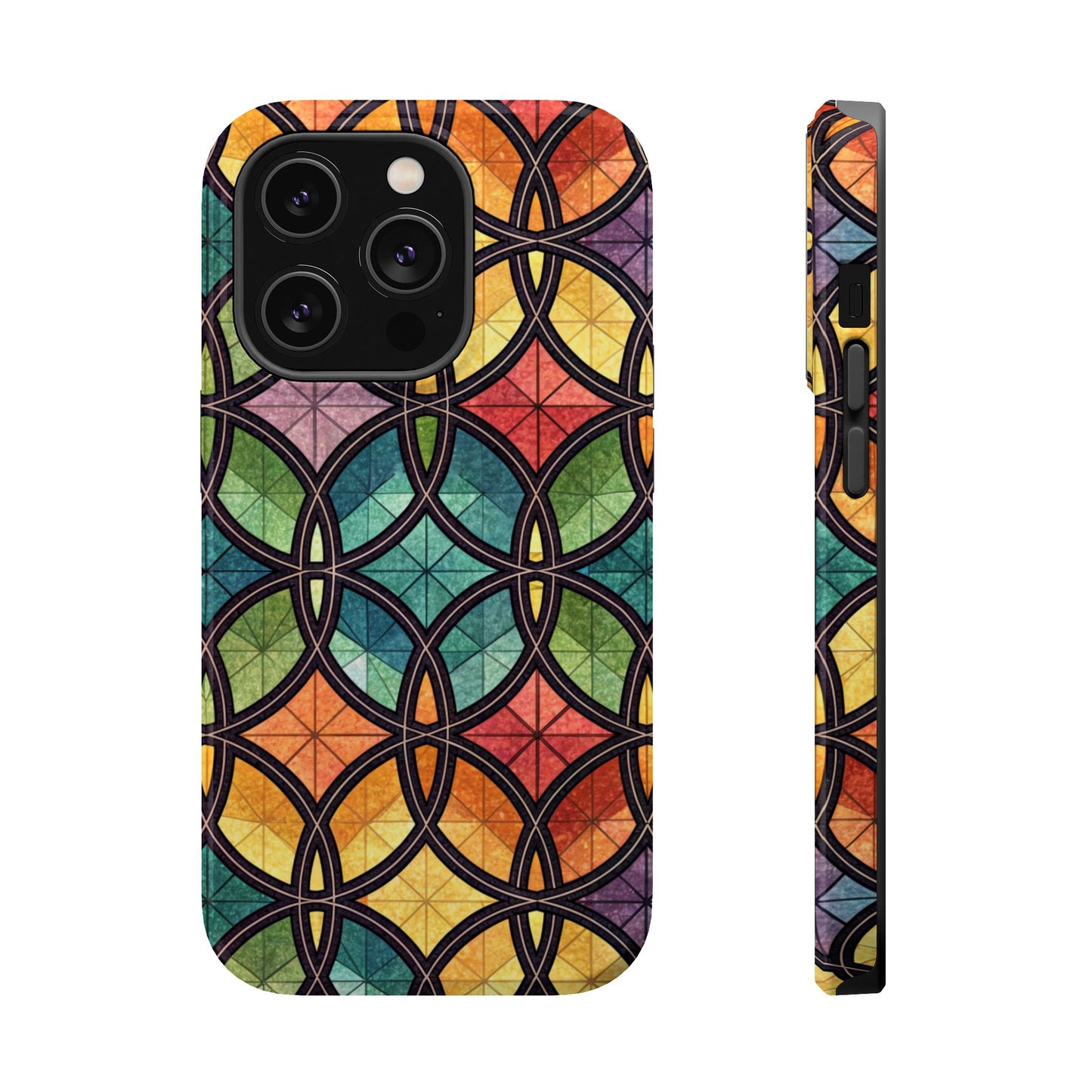 Rainbow Stain Glass iPhone Case – Durable MagSafe® Tough Phone Cover with Colorful Artistic Design