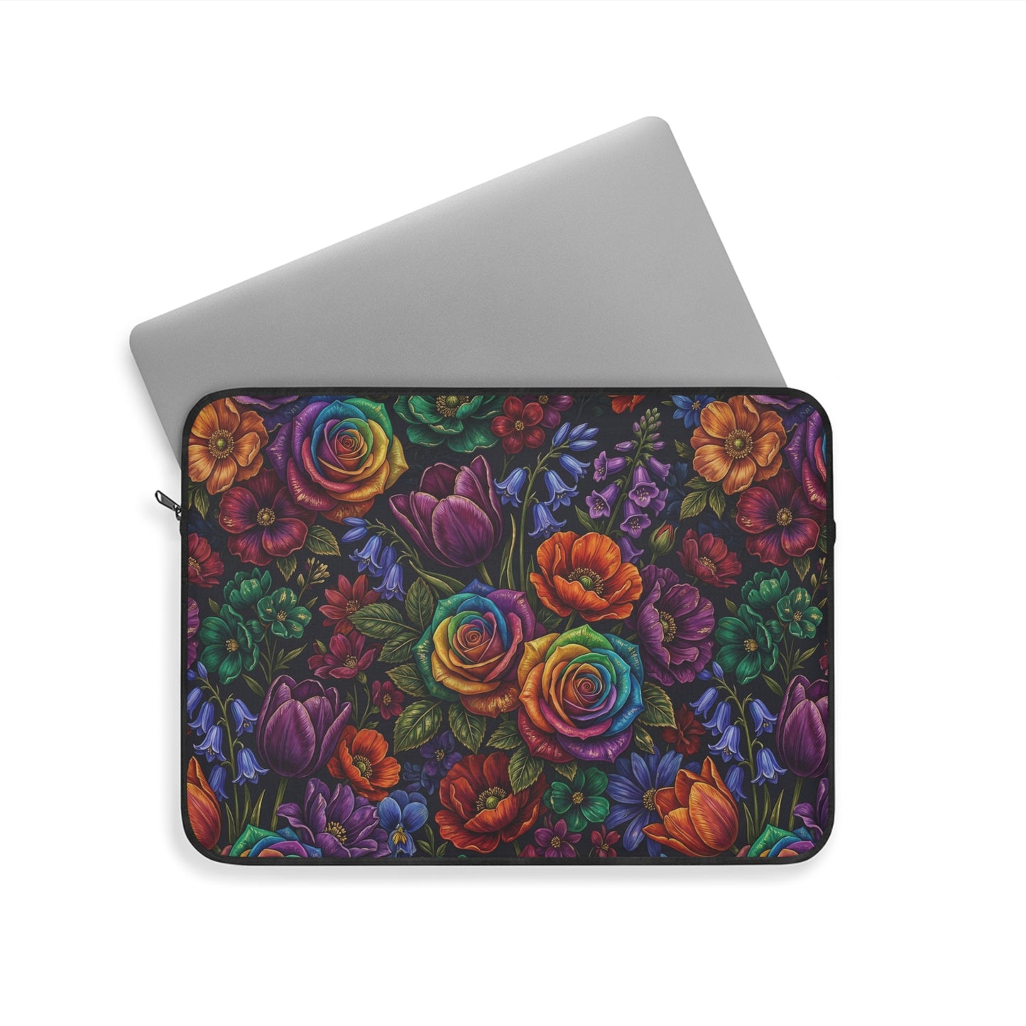 Rainbow Rose Laptop Sleeve — Floral Rainbow Protective Case