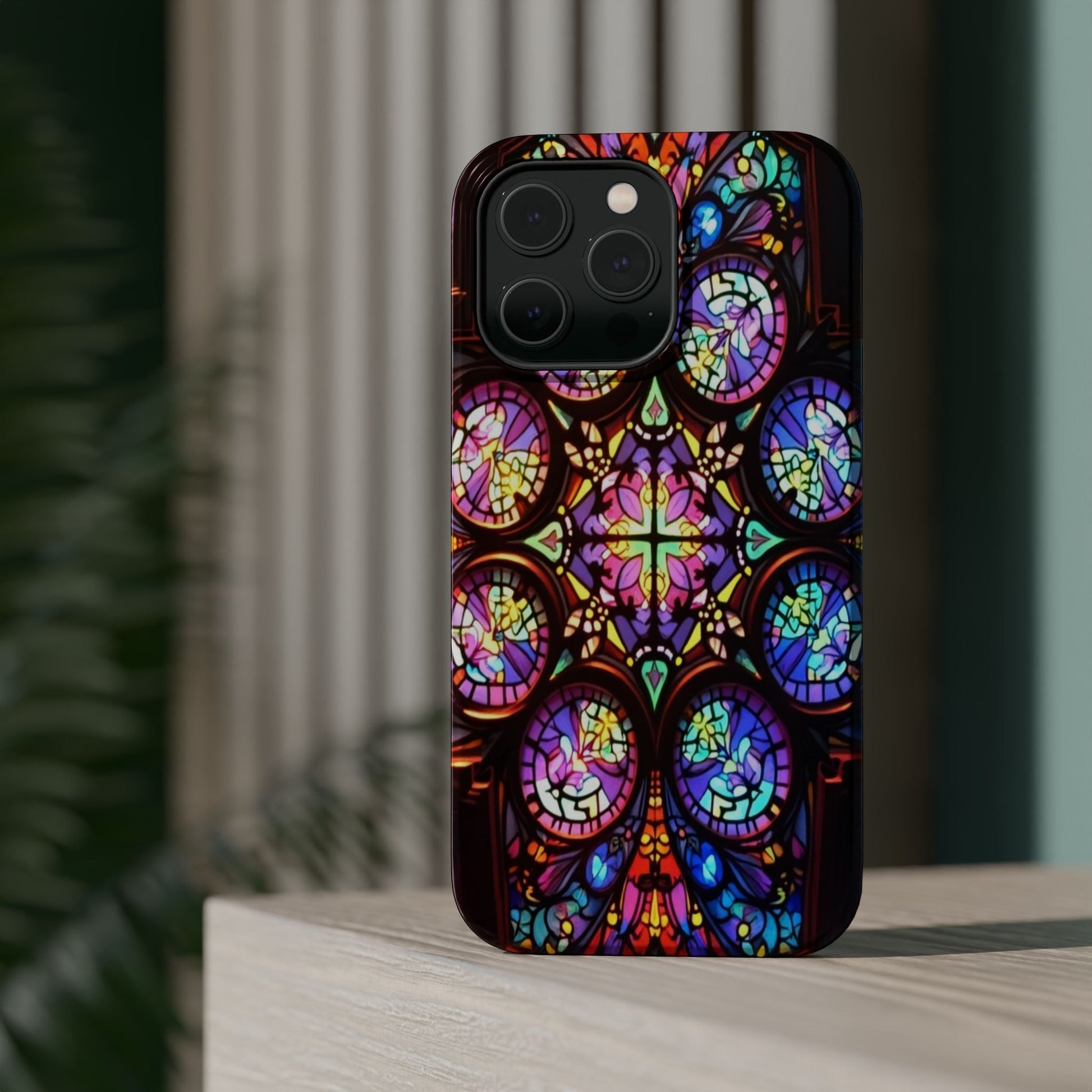 Colorful Hypnotic Stain Glass iPhone tough case with vibrant stained-glass pattern and durable protective design