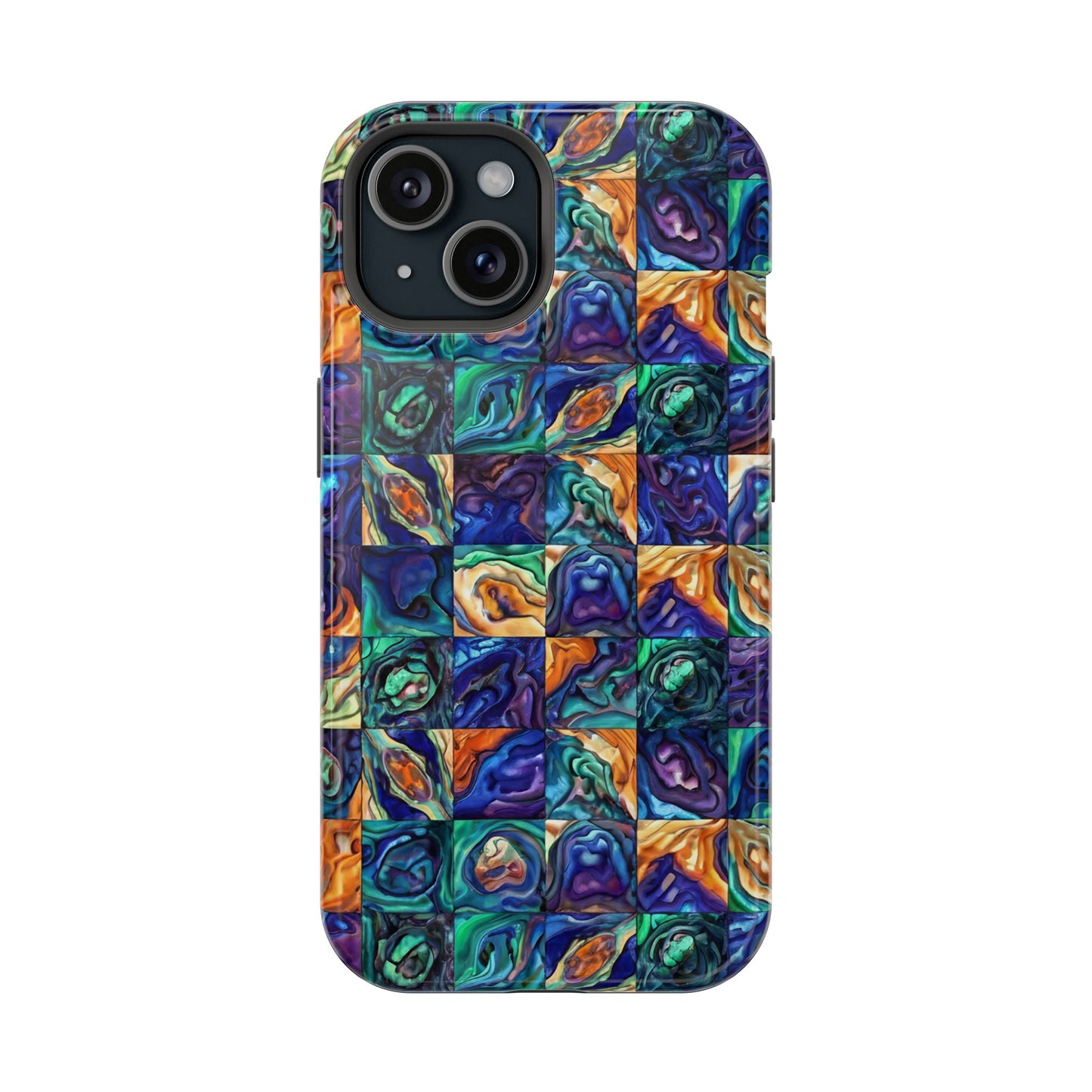 Abstract Purple & Green Seascape Magnetic Impact-Resistant iPhone Case
