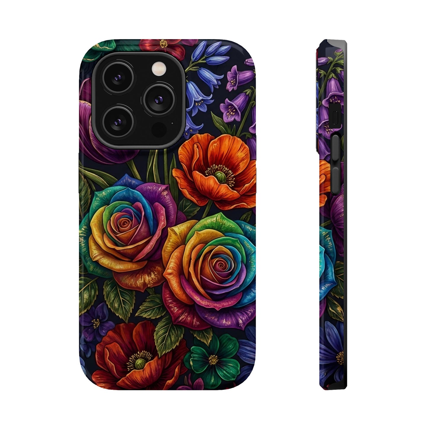 Rainbow Rose iPhone Tough Case — Magnetic Impact-Resistant Phone Case
