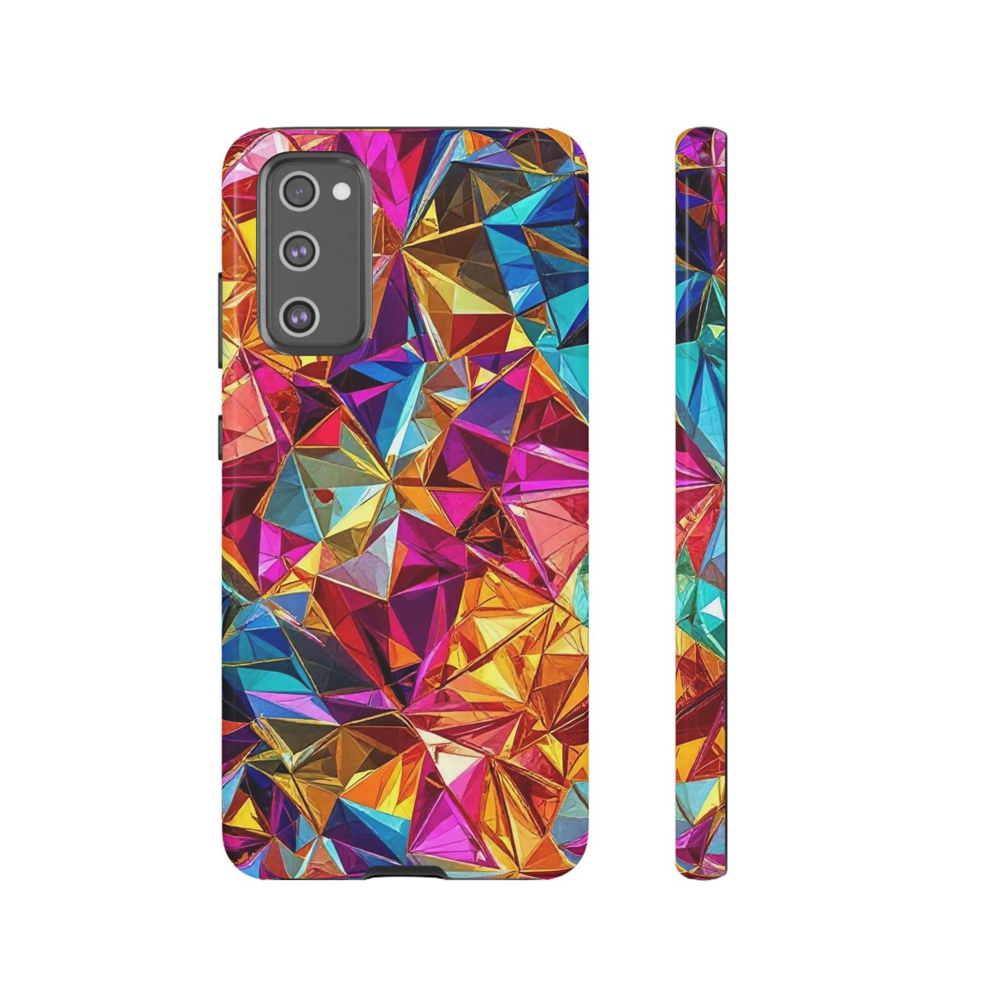 Colorful rainbow foil design Samsung phone case with durable impact resistance and vibrant 3D print protection
