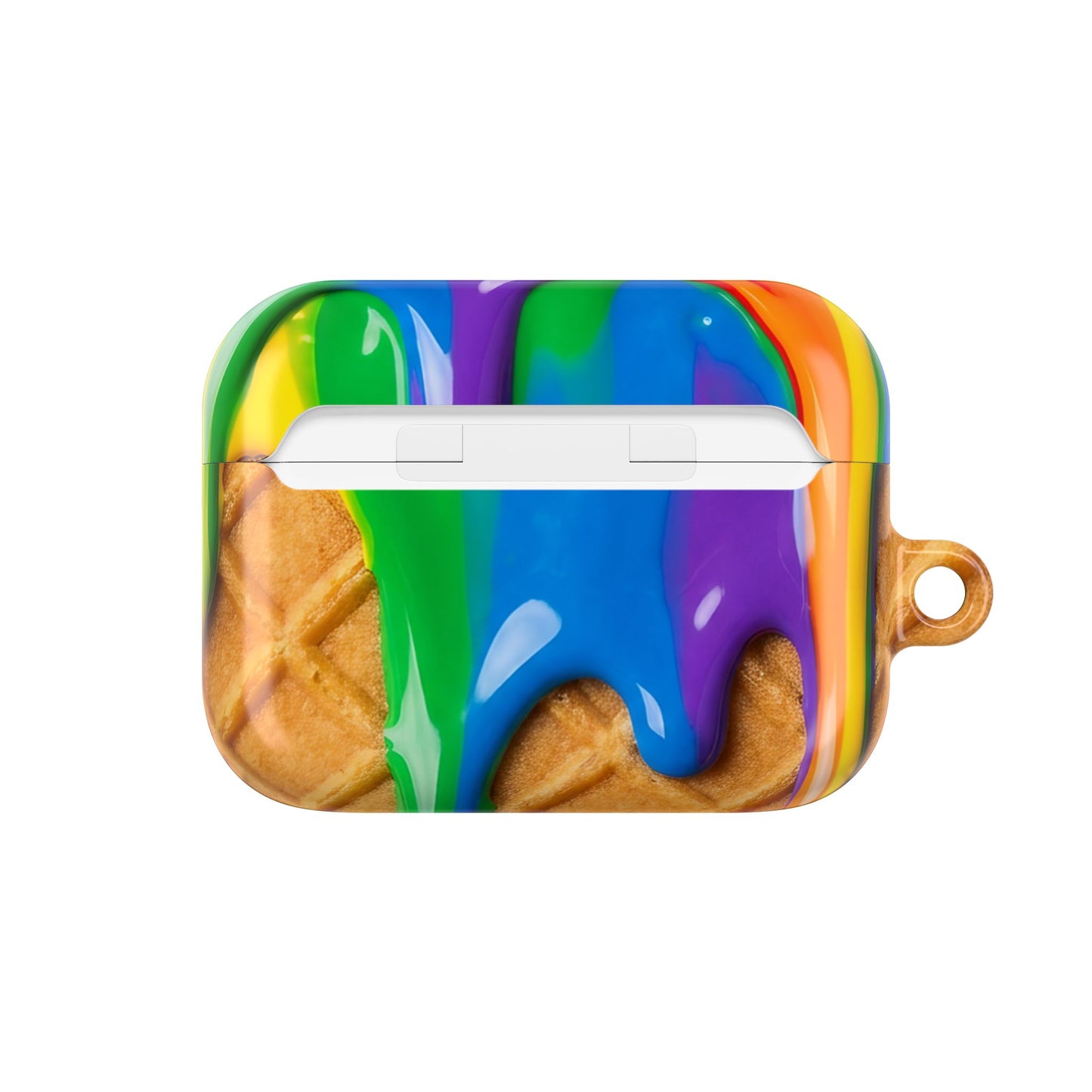 Rainbow Waffle Drip AirPods Case Protective Cover with Carabiner