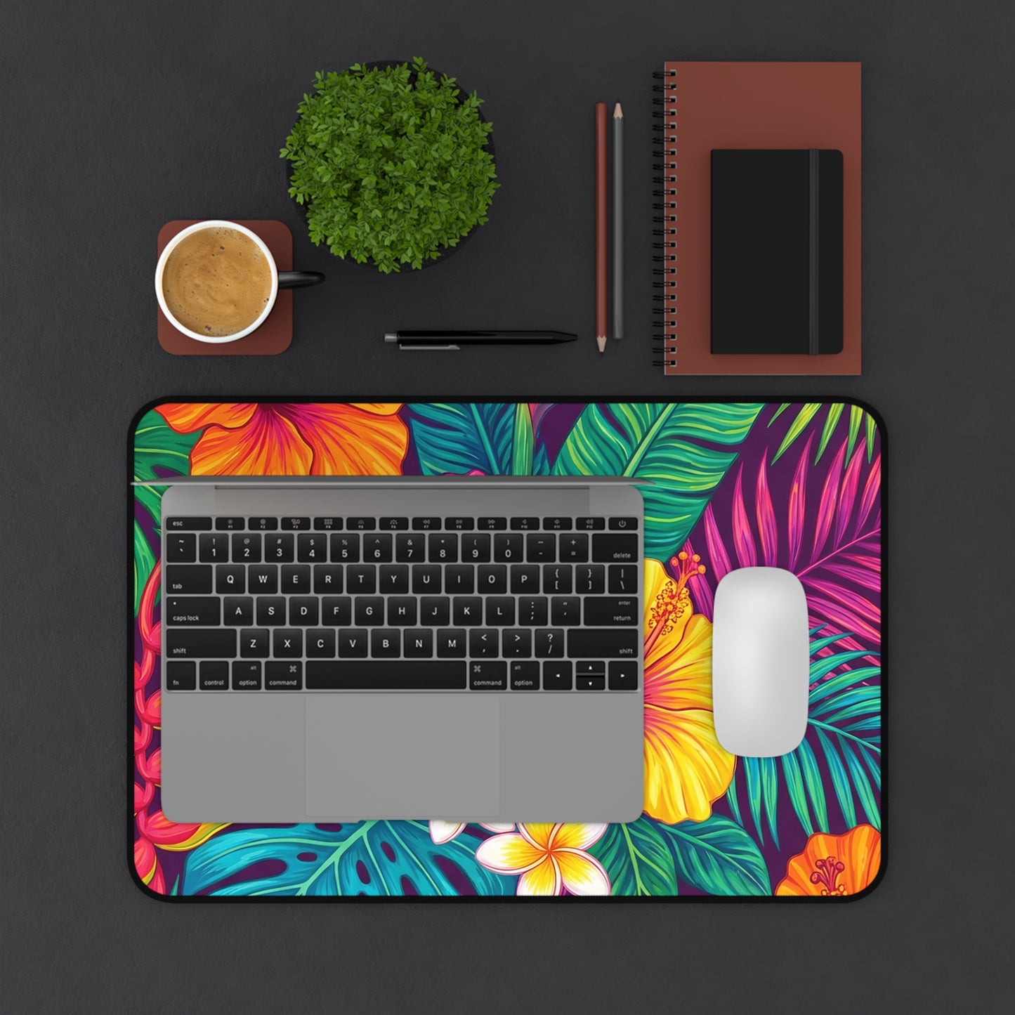 Tropical Floral Desk Mat — Vibrant Botanical Mouse Pad