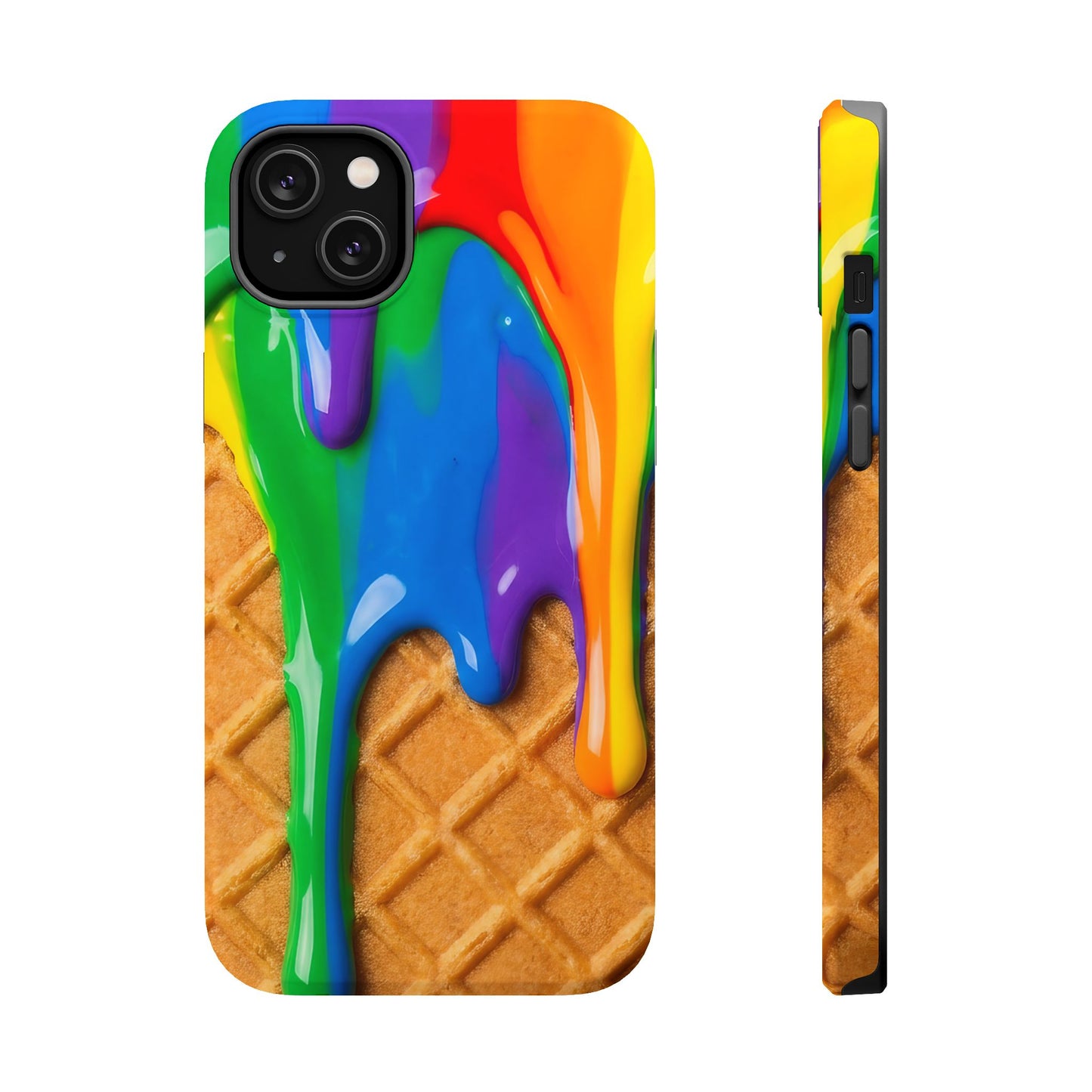 Waffle Rainbow Drip iPhone Case MagSafe Tough Protective Colorful Phone Case