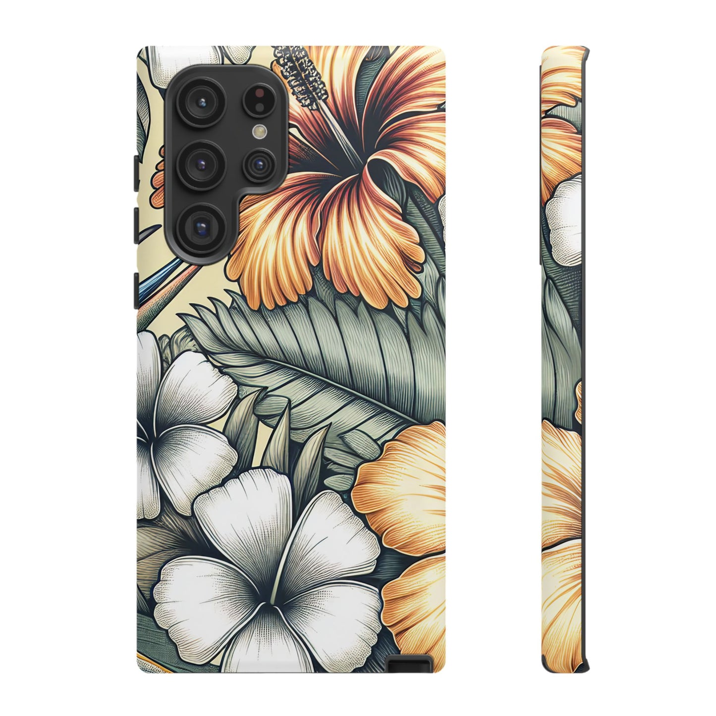 Golden Tropical Floral Design Samsung Phone Case