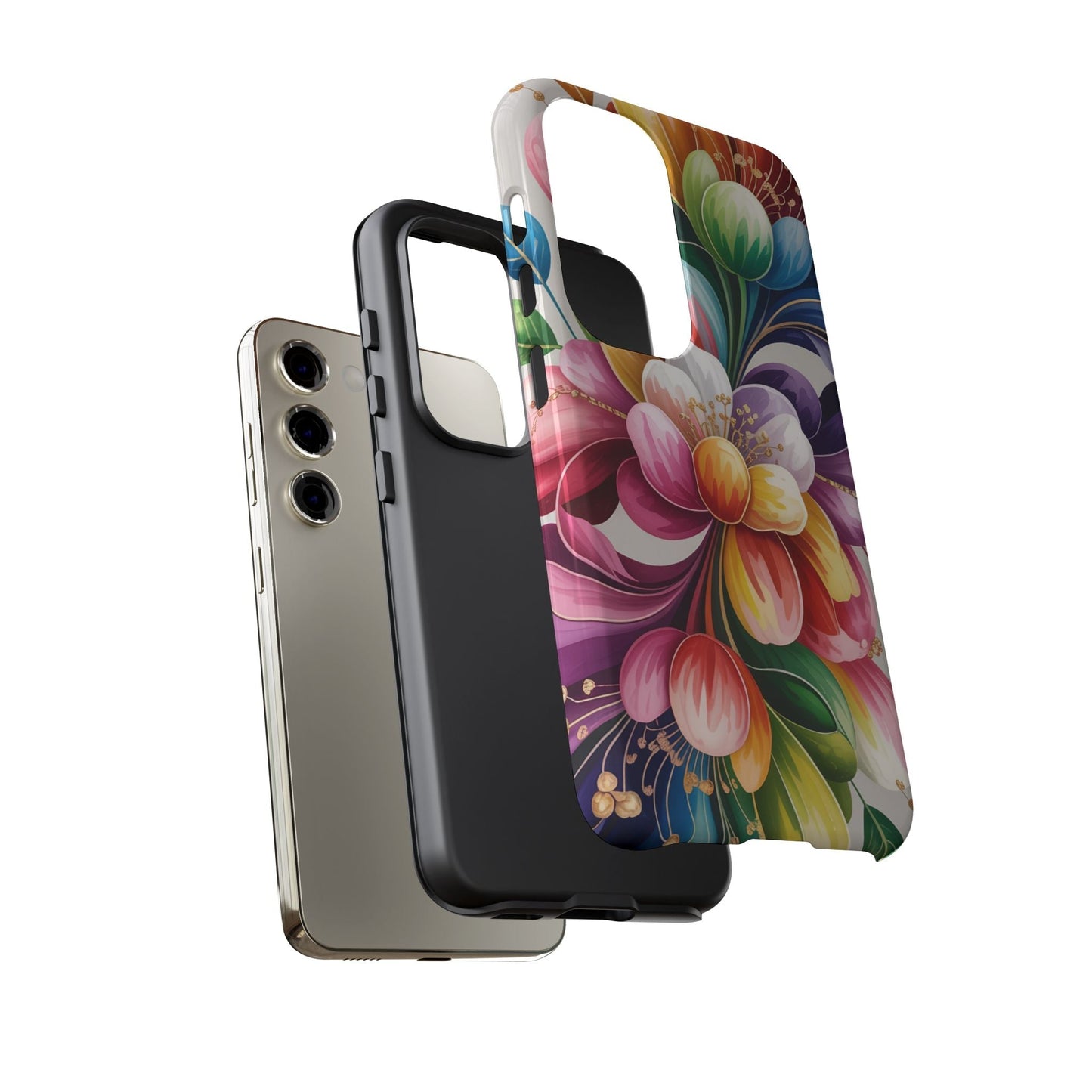 Vibrant floral Samsung case with durable impact-resistant protection and full ink density wrap design