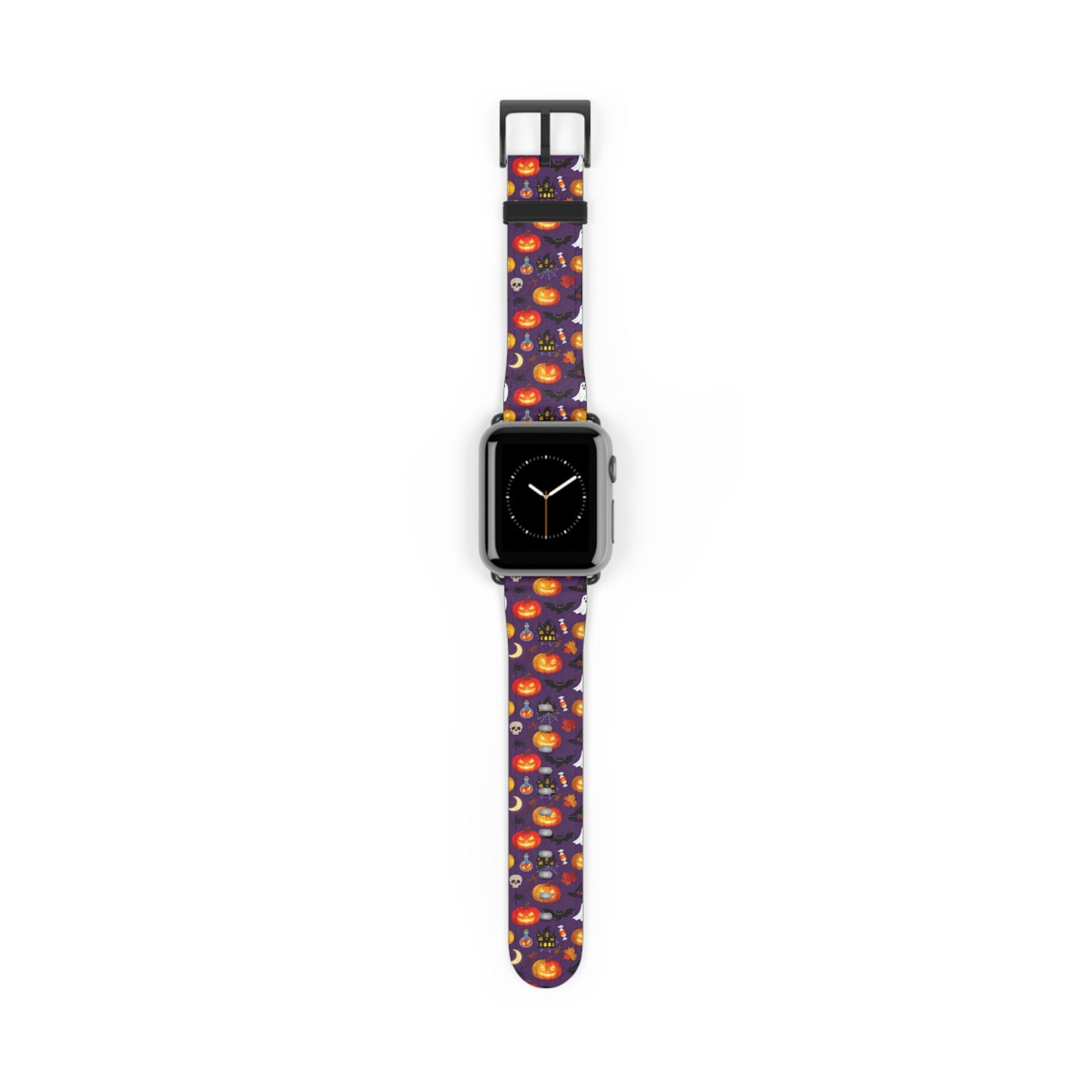 Halloween Pumpkin Pattern Watch Band — Spooky Orange Jack-O'-Lantern Apple Watch Strap