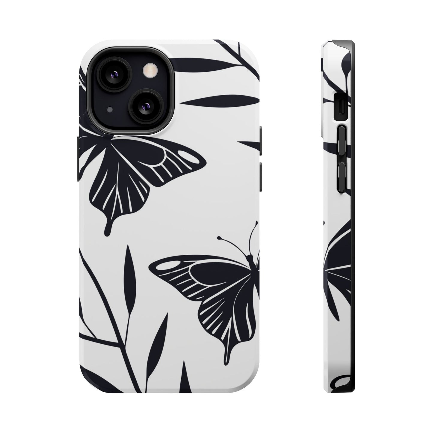 butterfly minimalist black and white iPhone case with sleek protective cover