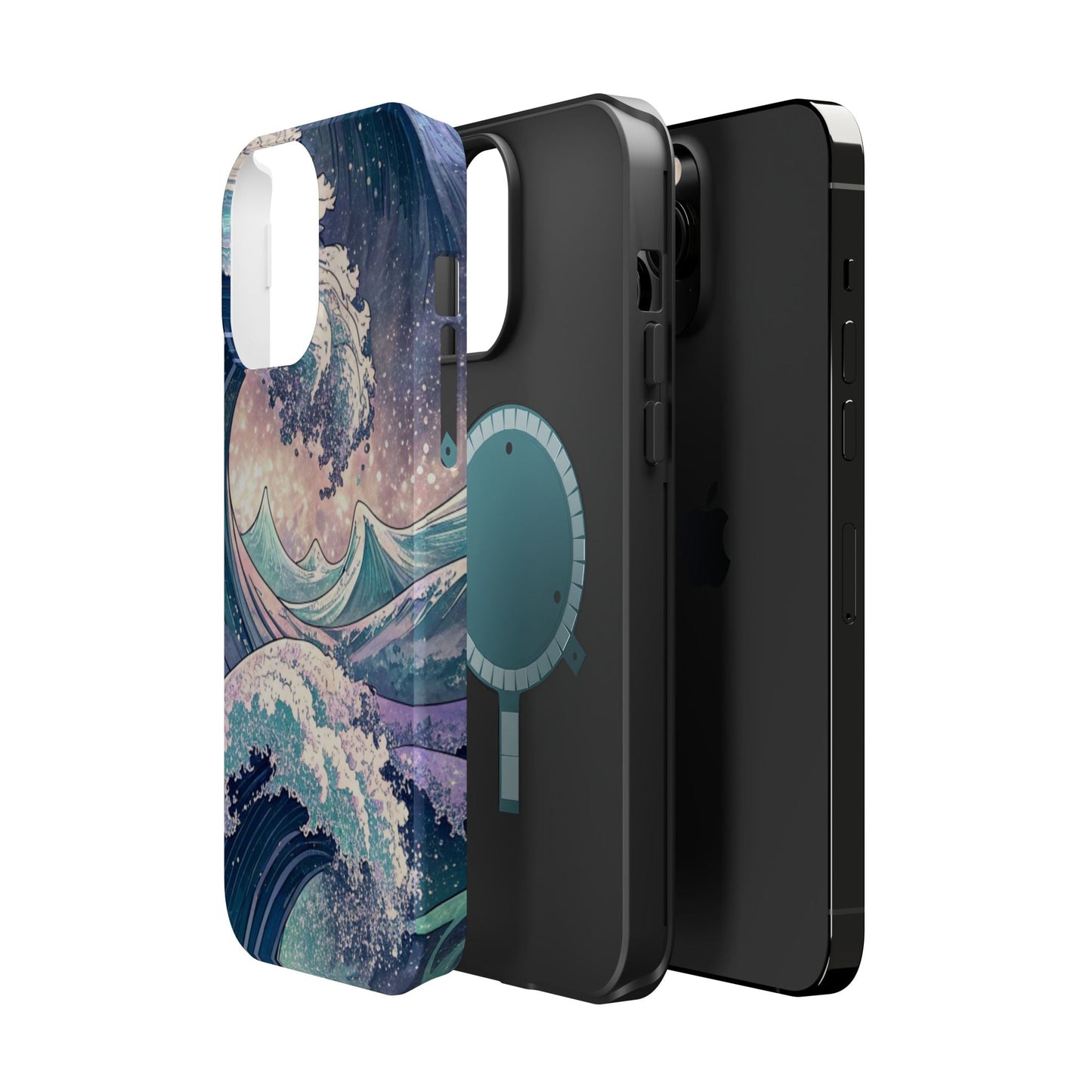 Crashing Waves Design iPhone case with magnetic MagSafe compatibility and dual-layer protection
