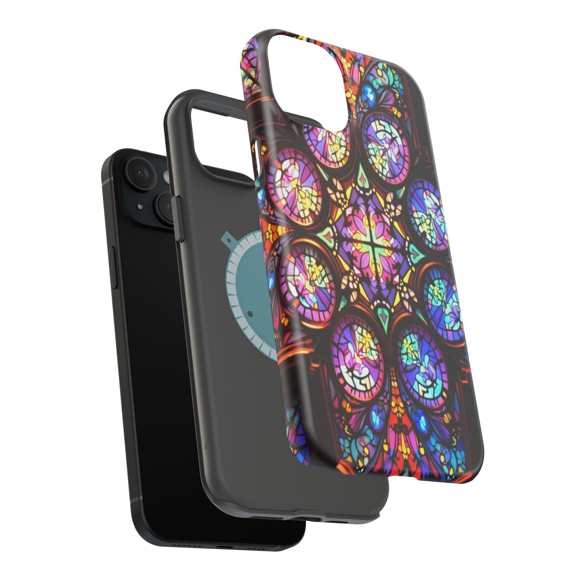 Colorful Hypnotic Stain Glass iPhone tough case with vibrant stained-glass pattern and durable dual-layer protection
