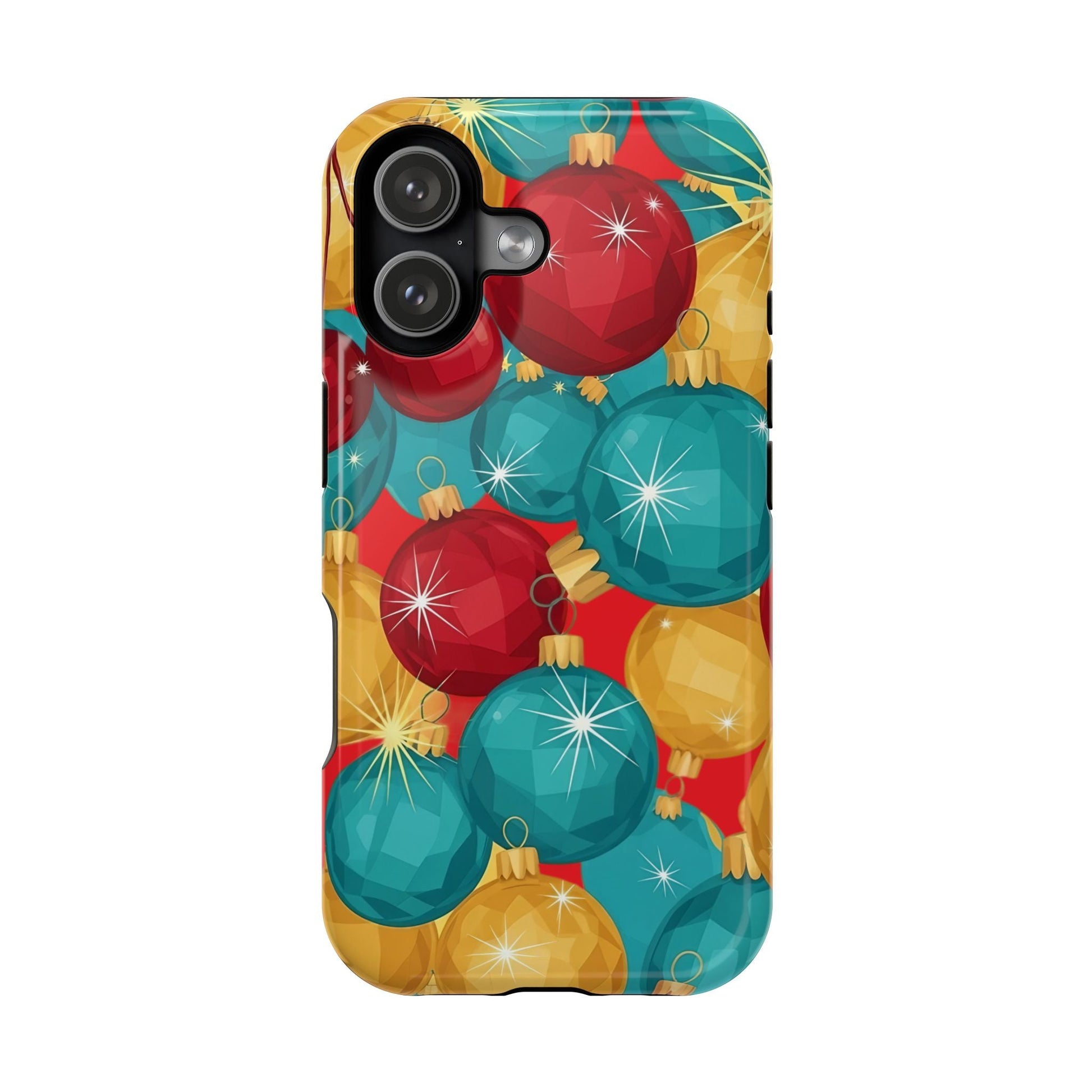 iPhone case with colorful Christmas Tree Sparkle Bulbs design for festive holiday protection