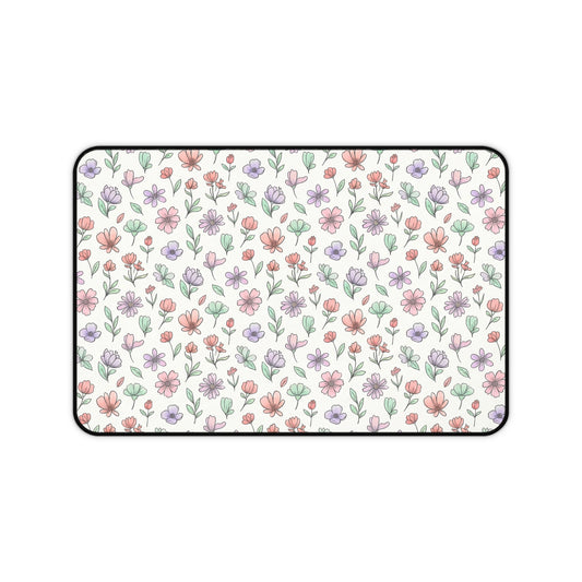 Artistic Floral Desk Mat — Botanical Flower Mouse Pad