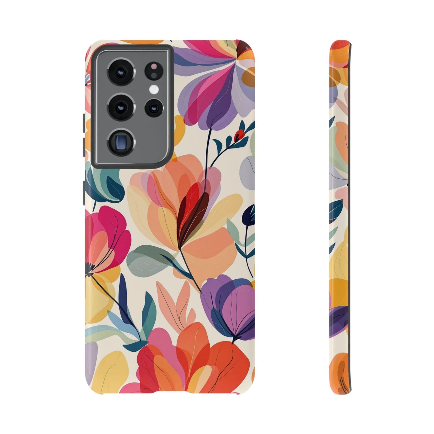 Watercolor Floral Samsung Tough Case with vibrant multi-color flower design and durable protective cover for Samsung phone.