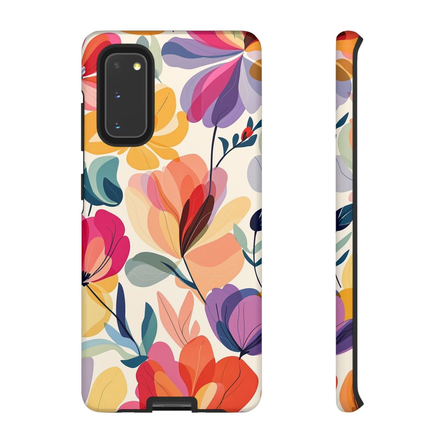 Watercolor Floral Samsung Tough Case with vibrant multicolor floral design and durable protective dual-layer construction