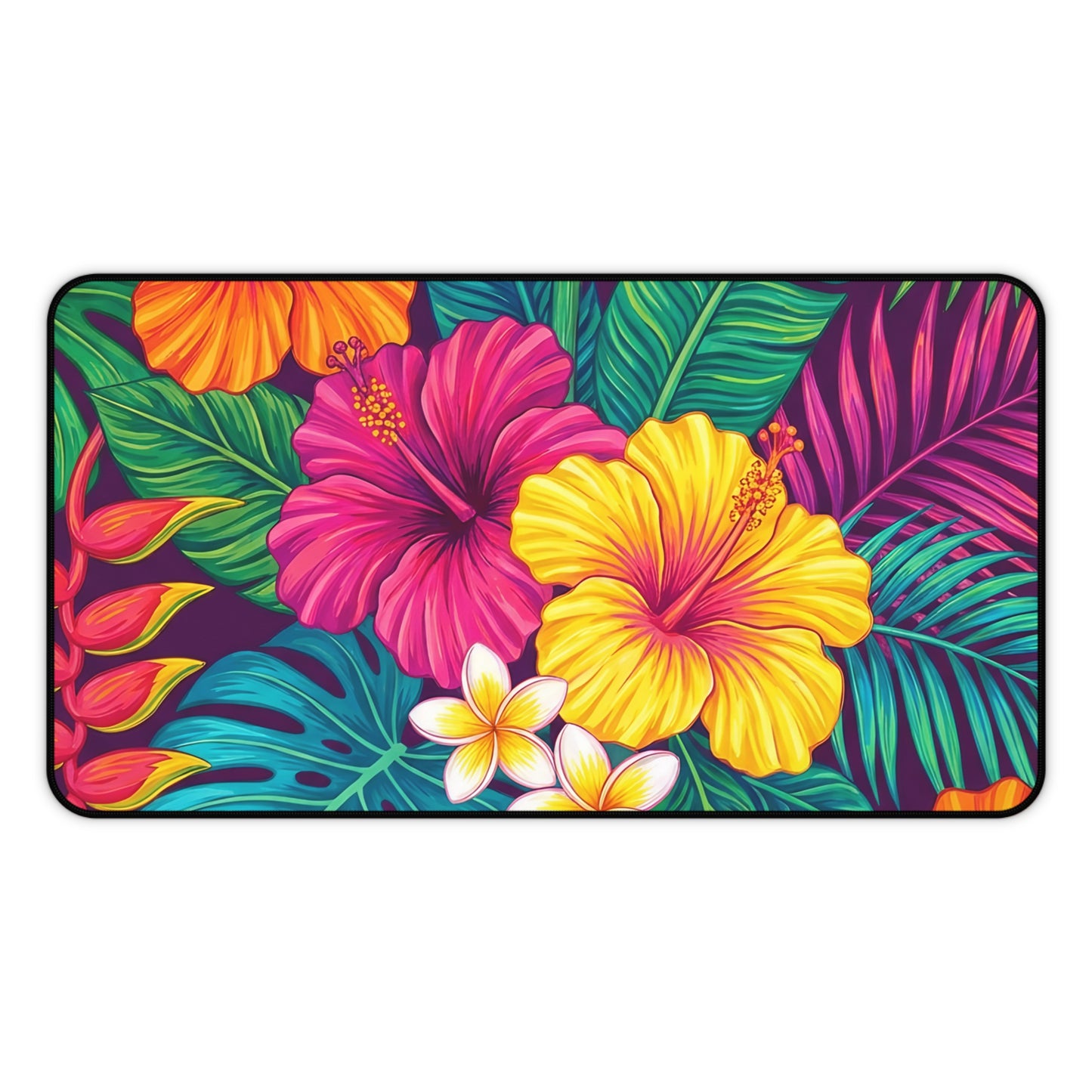 Tropical Floral Desk Mat — Vibrant Botanical Mouse Pad