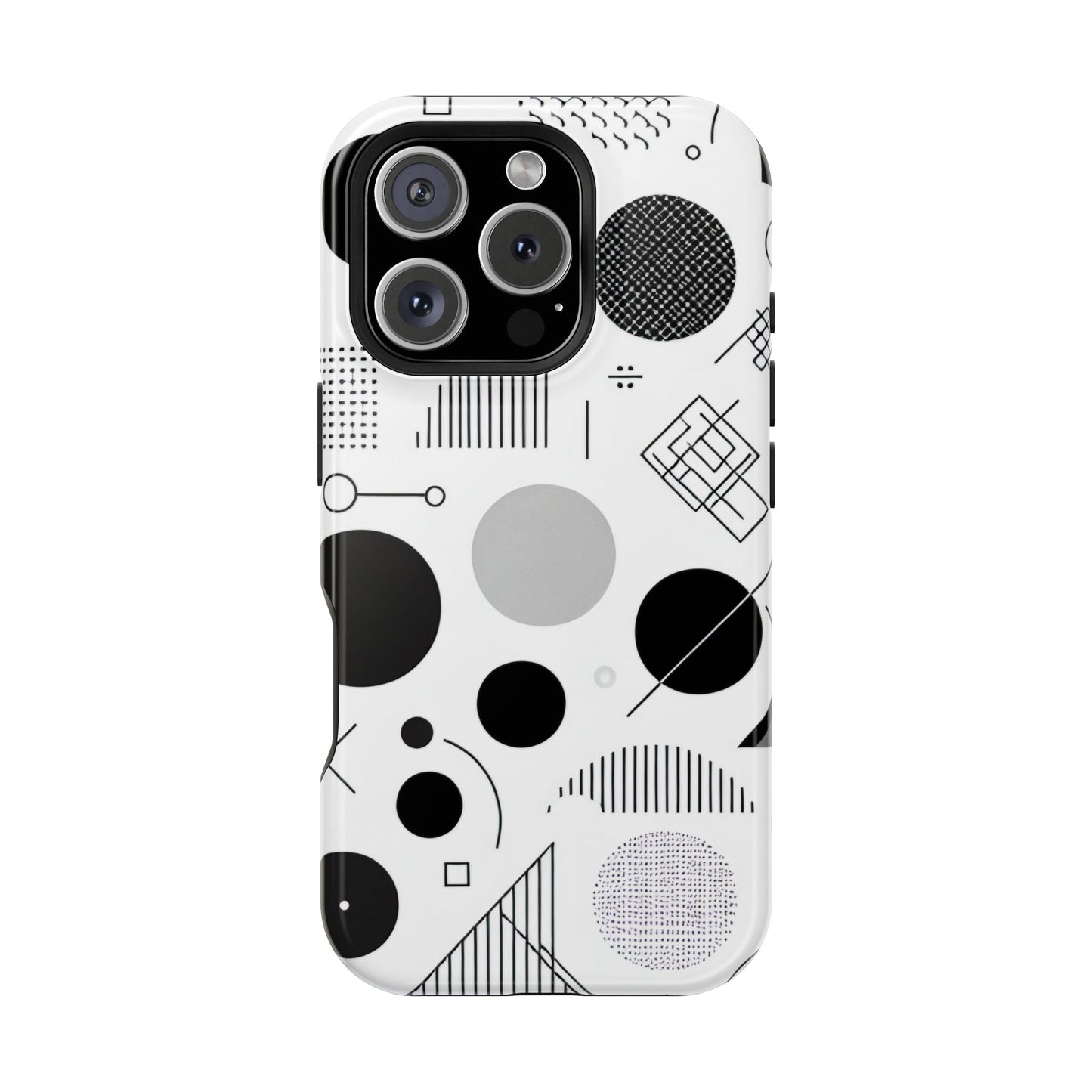 Black and White Abstract Art iPhone case with modern minimalist geometric design and durable protective cover