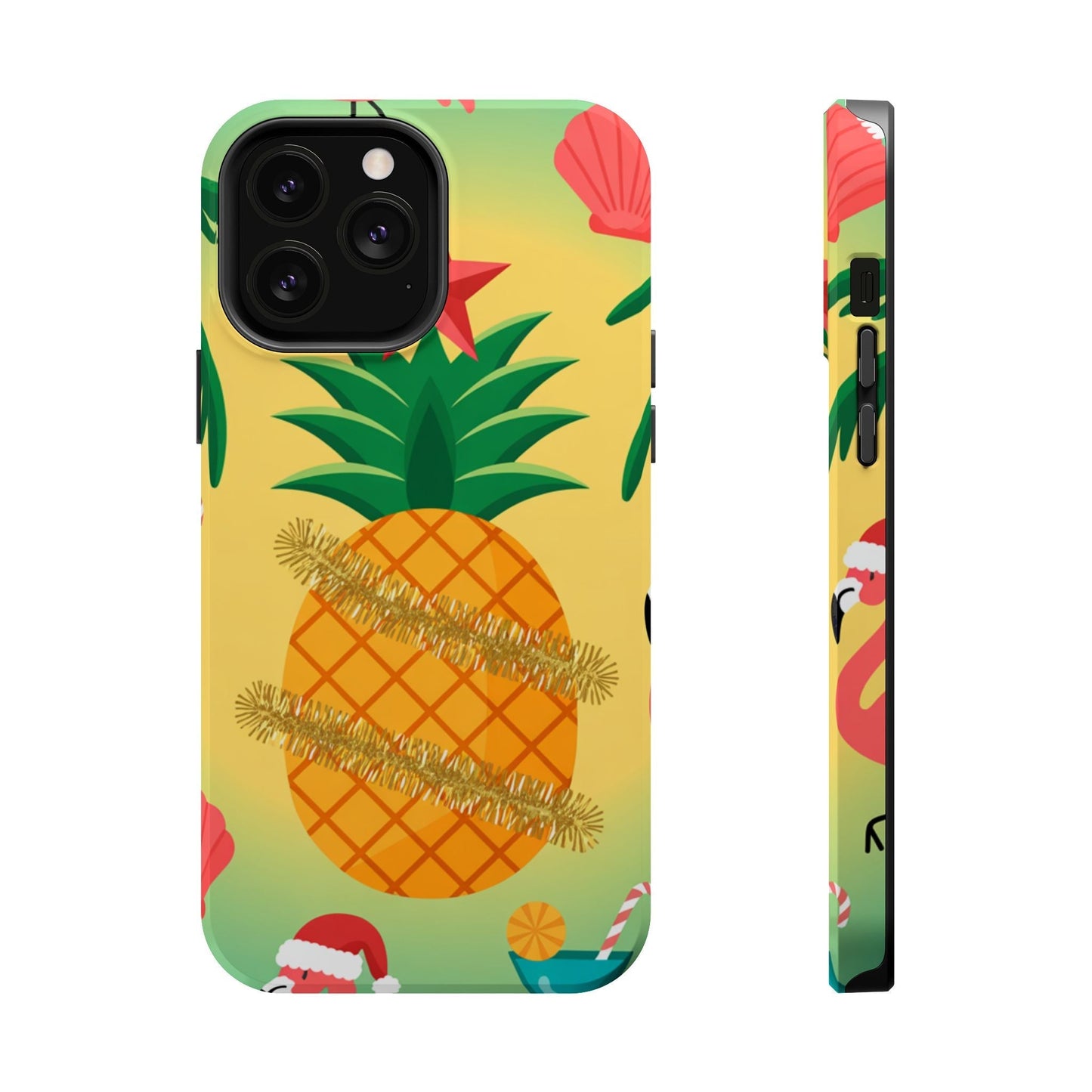 iPhone pineapple Christmas case with festive tropical design and MagSafe compatibility