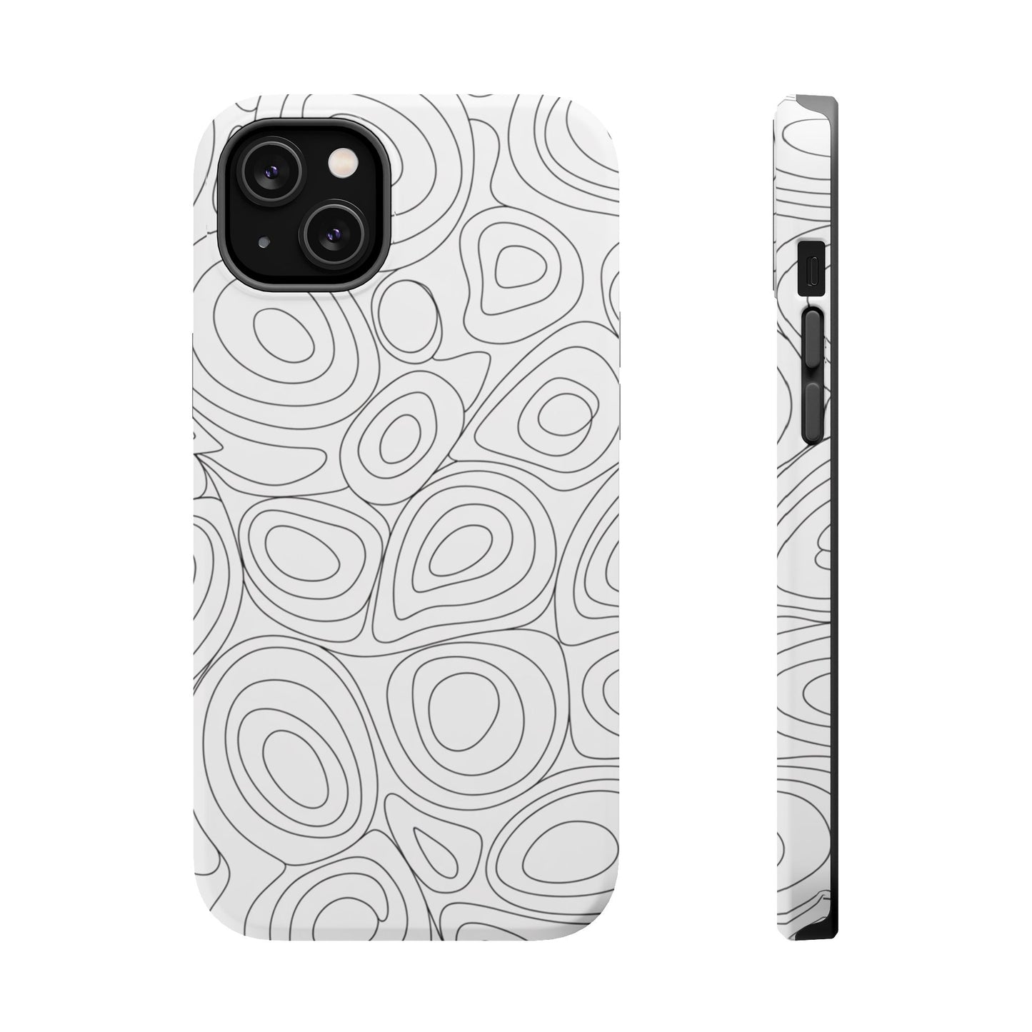 Black and White Abstract Circles Design iPhone Tough Case