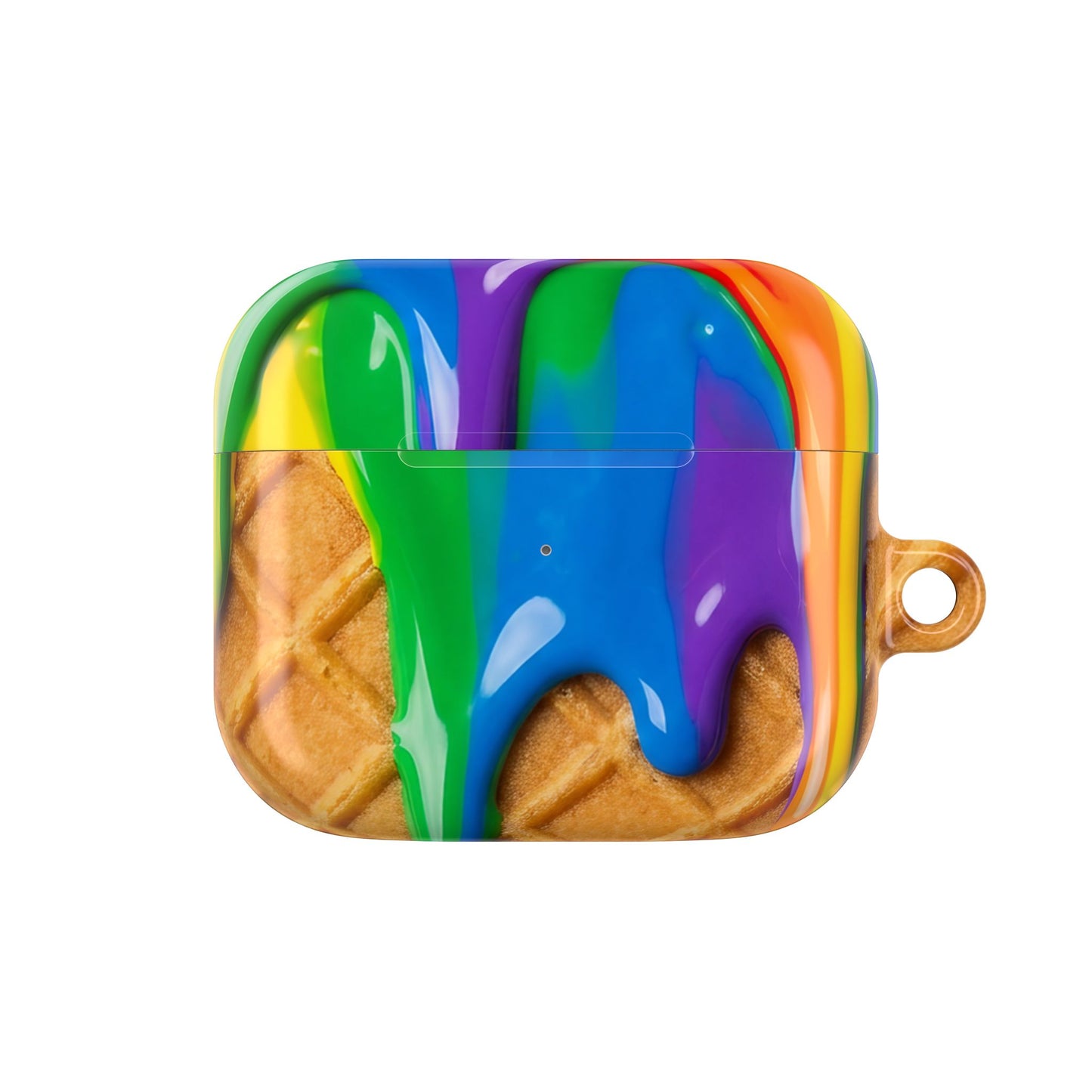 Rainbow Waffle Drip AirPods Case Protective Cover with Carabiner