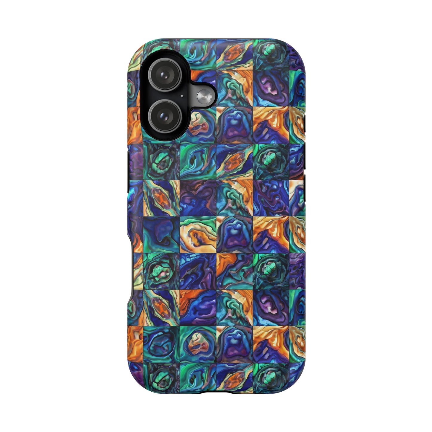 Abstract Purple & Green Seascape Magnetic Impact-Resistant iPhone Case