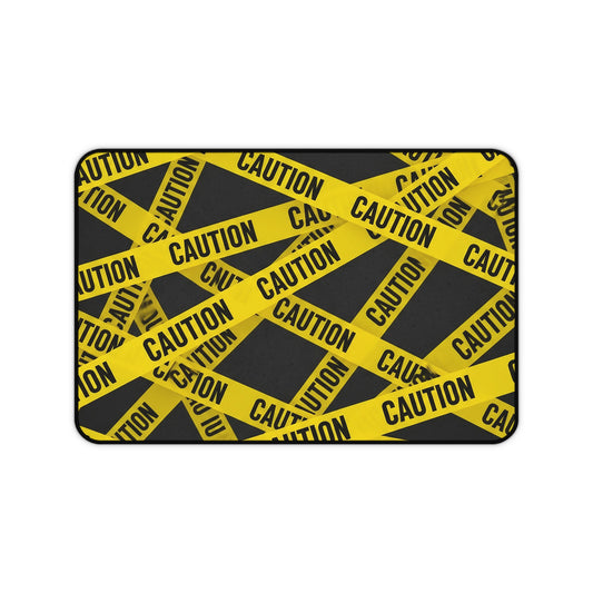 Desk Mat - Caution Tape Office Desk Accessory, Work from Home Gift, Modern Desk Pad